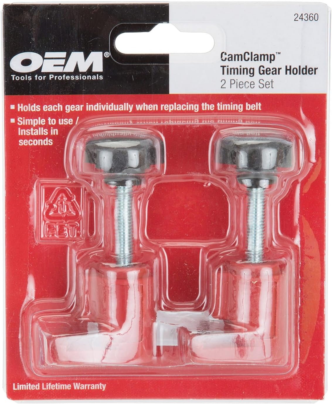 OEMTOOLS 24360 2-Piece Timing Gear Holder Set, Adaptive Dual Clamp for Timing Belt Repair, Engine Sprocket Cam Locks Stabilize Gear for Timing Belt