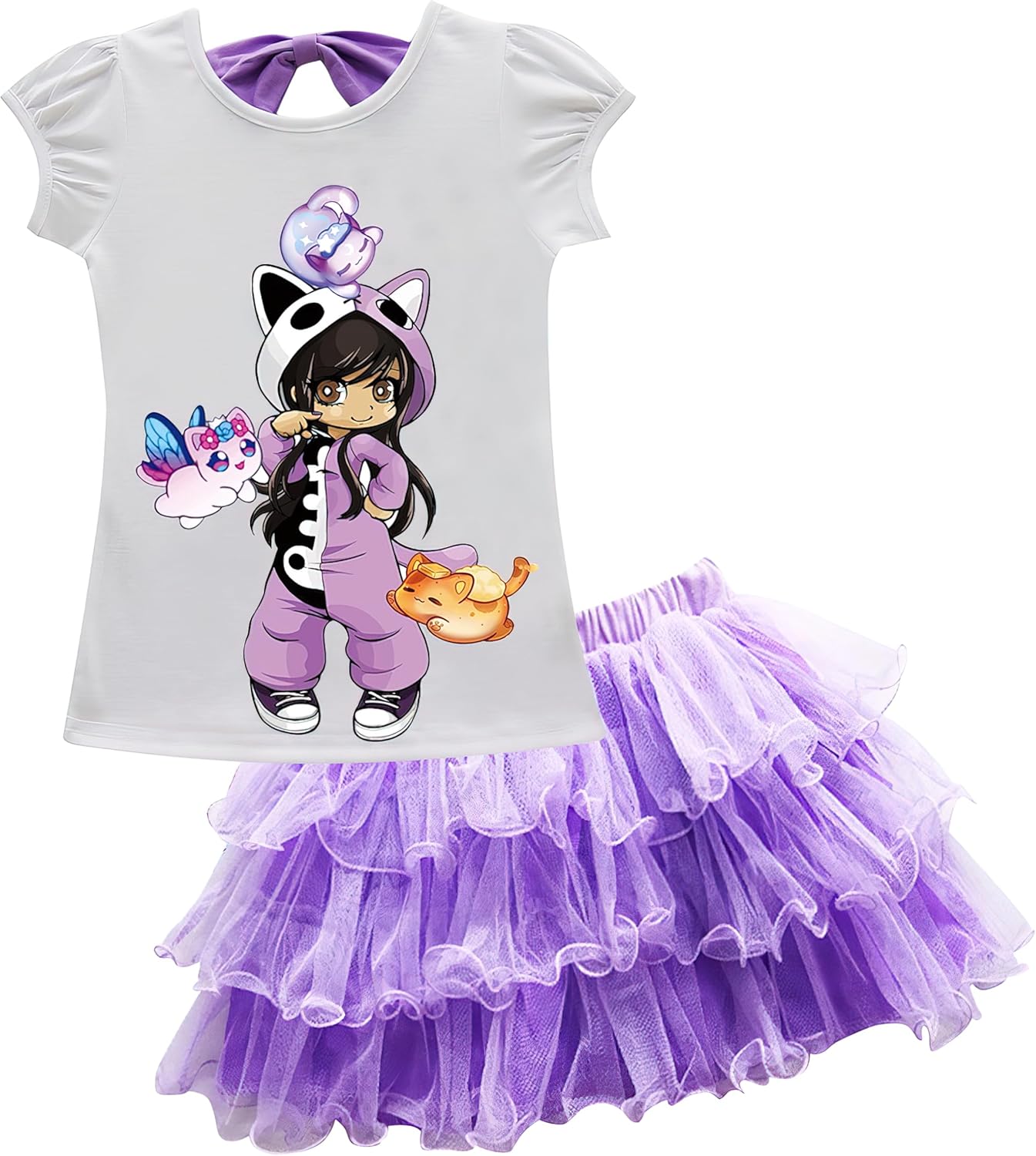 Novelty Fashion Short Sleeve Shirt Semi Skirt 2 Pcs Set