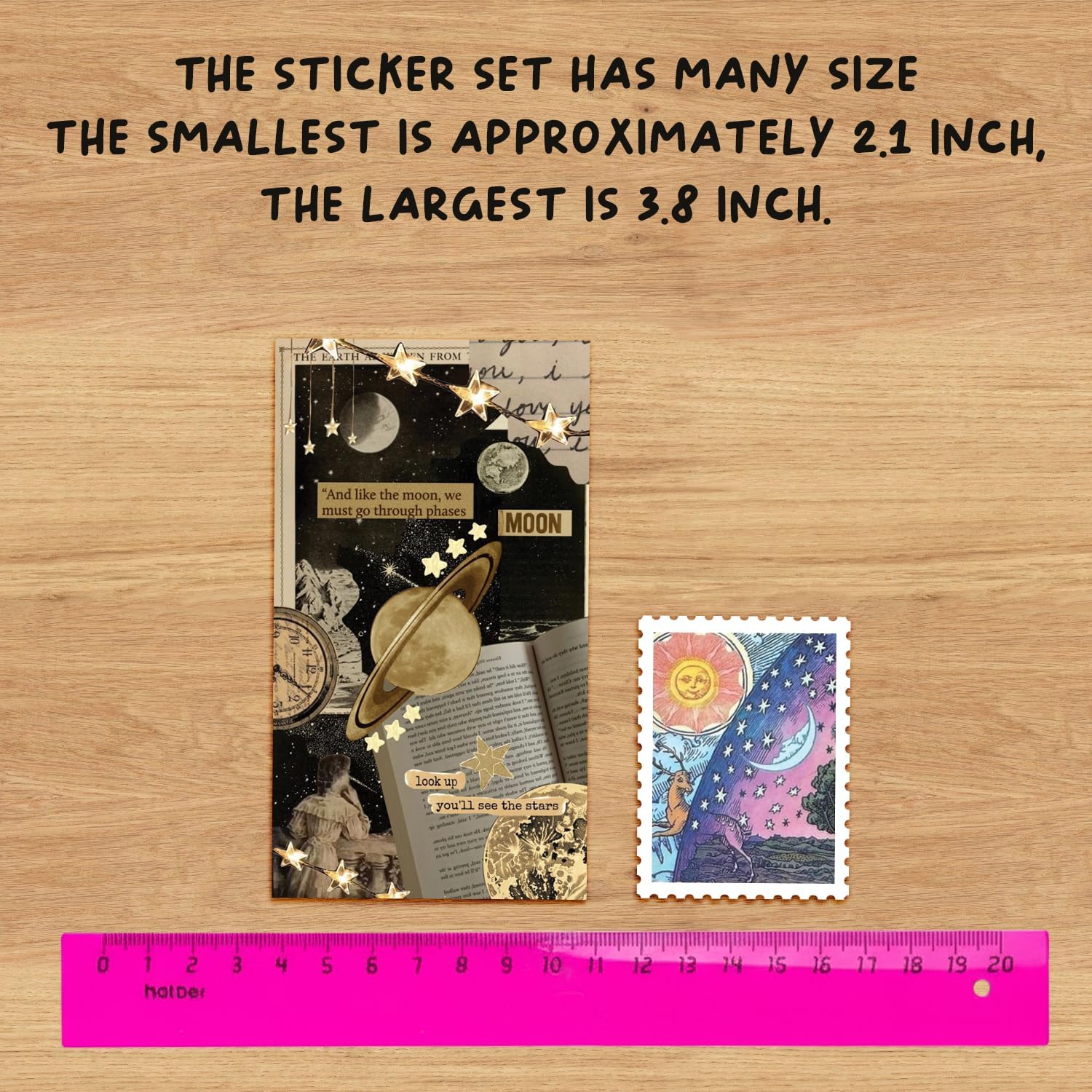 55PCS Vintage Astronomy Stamp Stickers Outer Space Planet Galaxy Moon Decal