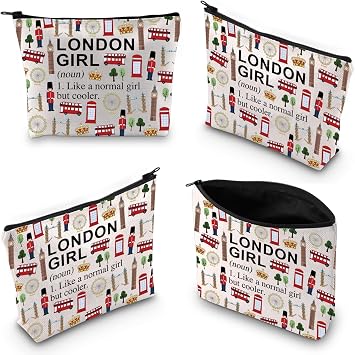 XYANFA London Gifts For Girl London Makeup Bag London Travel Bag London Trip Vacation Gift London England Souvenirs Gift London Zipper Pouch (LONDON GIRL (noun))
