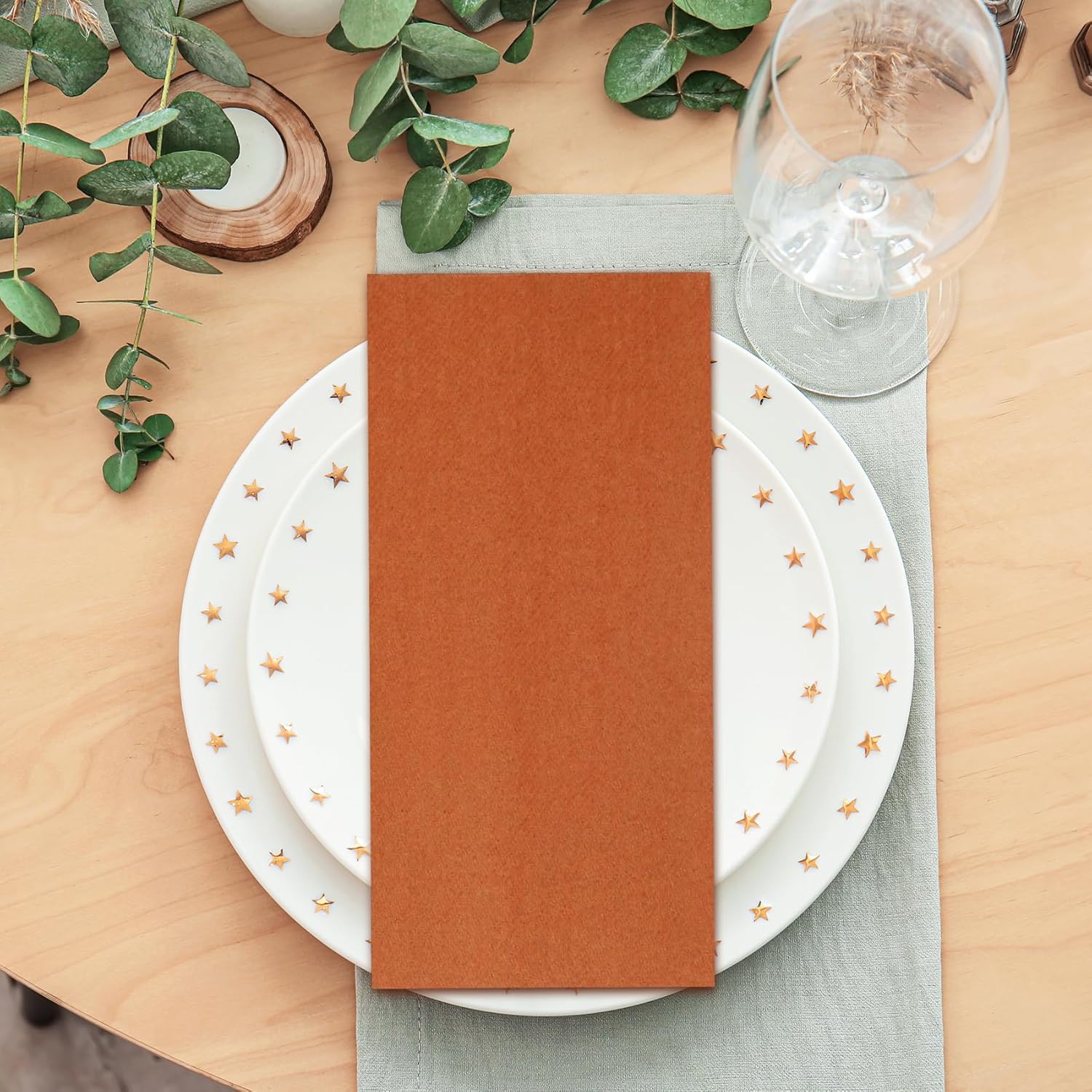 100 Pack Terracotta Paper Napkins, Disposable Linen Feel Guest Towels Cloth Like Hand Towels, Soft, Absorbent, Paper Hand Napkins for Kitchen, Bathroom, Parties, Weddings, Dinners - 12" x 17"