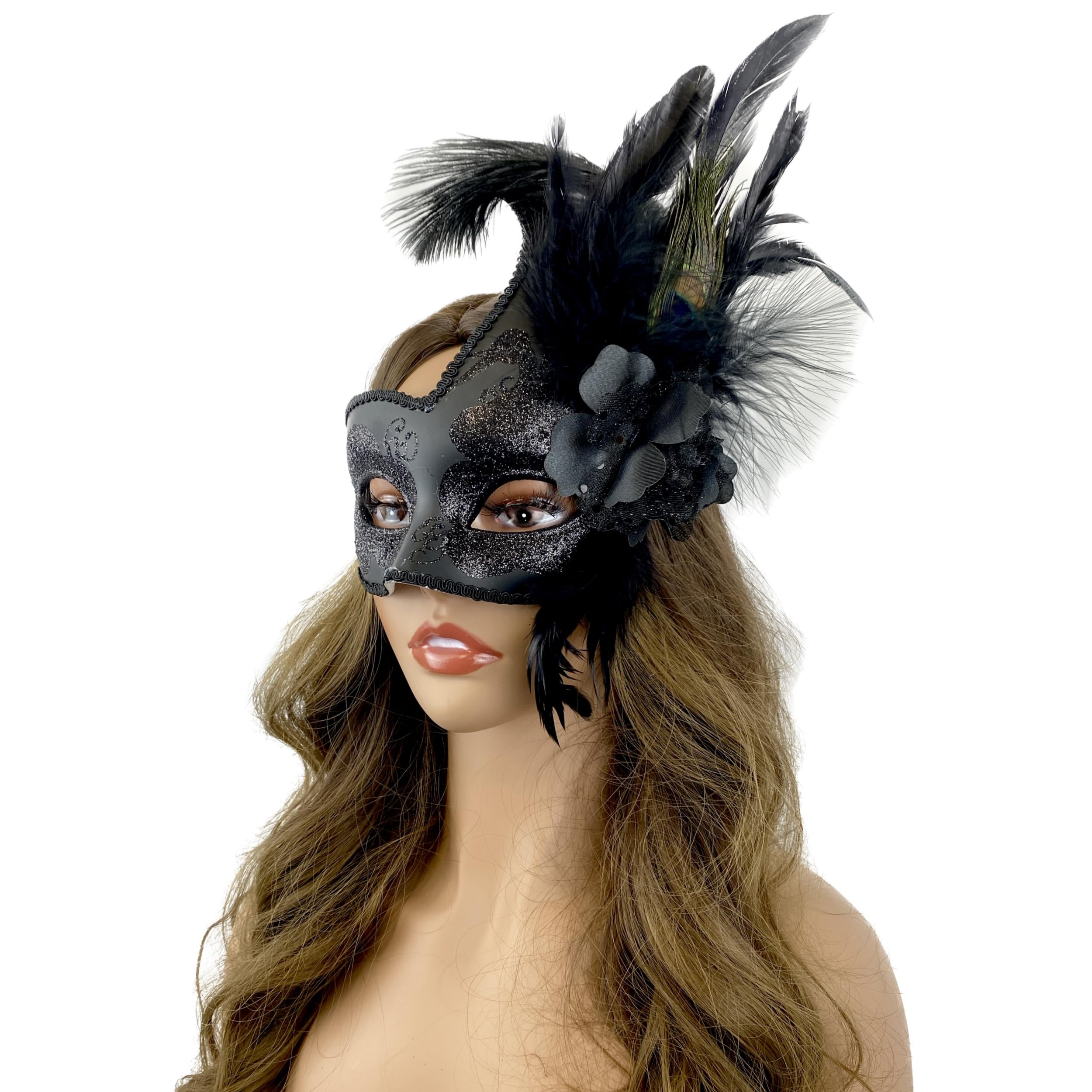 Storm Buy] Women Lady Girls Costume Venetian mask Feather Masquerade Mask Halloween Mardi Gras Cosplay Party Masque For Adult