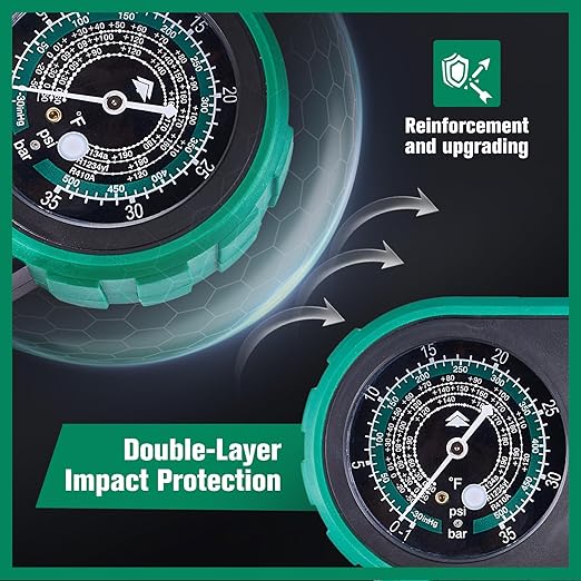 Kit de Manómetros para AC Automotriz Hongsen, R1234yf y R134a miniatura 6