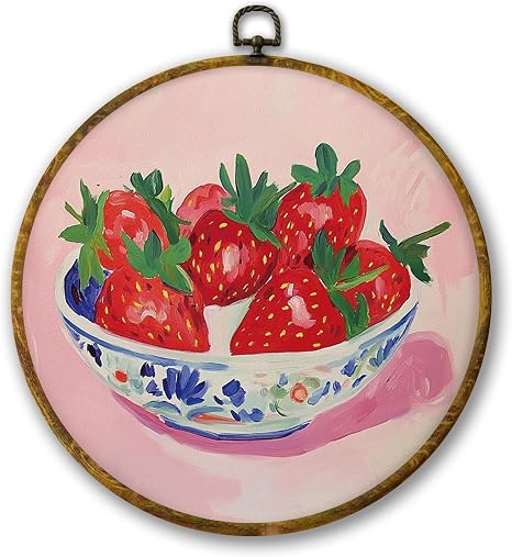 Mcehtle Chinoiserie Strawberries Bowl Pink Wall Art