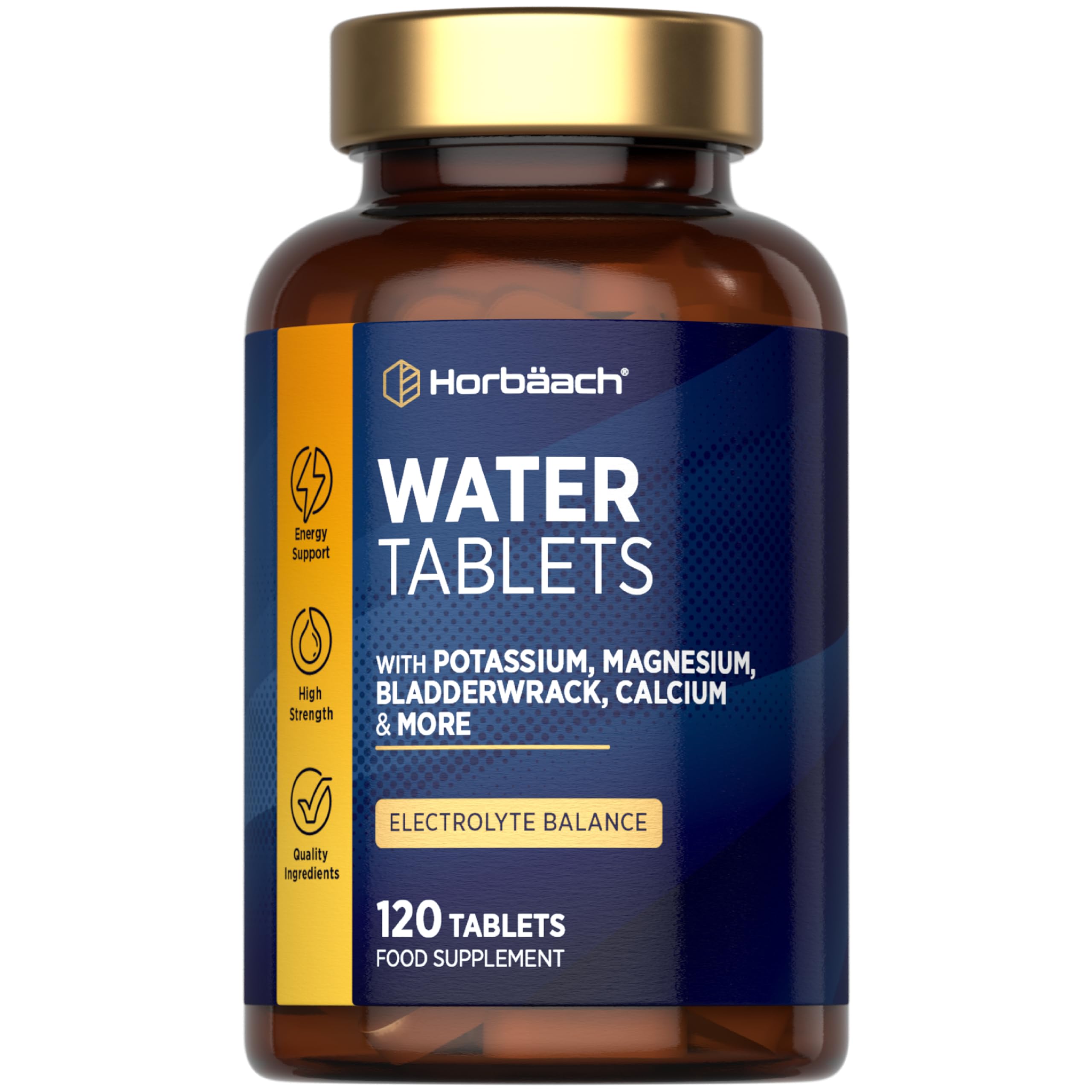 Water Tablets 5071mg | 120 High Strength Electrolyte Balance for Women and Men | Water Balance Formula with Potassium, Magnesium, Bladderwrack and Green Tea | by Horbaach