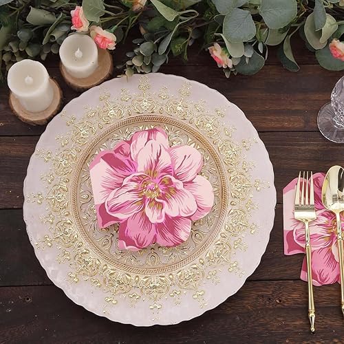 Miniatura 7 de Efavormart - Paquete de 20 servilletas de papel de 2 capas con forma de flor de peonía rosa para fiesta de boda, elegantes servilletas desechables