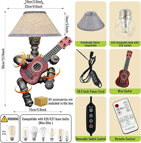 Miniatura 7 de Lámpara de mesa de guitarra musical, decoración artística, artículos de guitarra, regalos geniales para amantes de la música, reproductores de