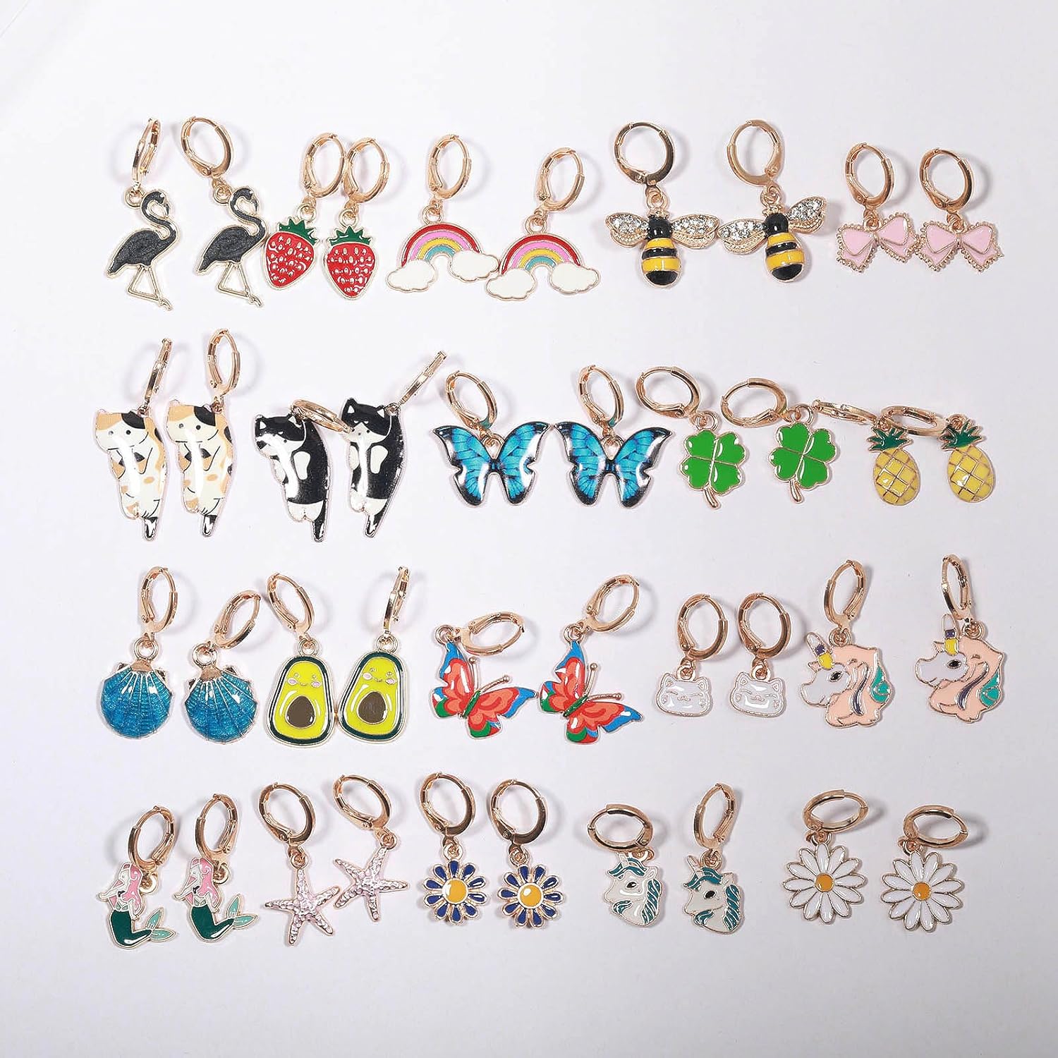 20 Pairs Hypoallergenic Huggie Hoop Earrings for Girls, Dangle Cute Earrings with Charms, Jewelry Set for Teen Girls and Women - Image 3