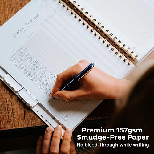 Miniatura 6 de Libro completo de planificador de bodas y organizador para la novia, libro de planificación de bodas de lino, regalos de compromiso para mujeres,