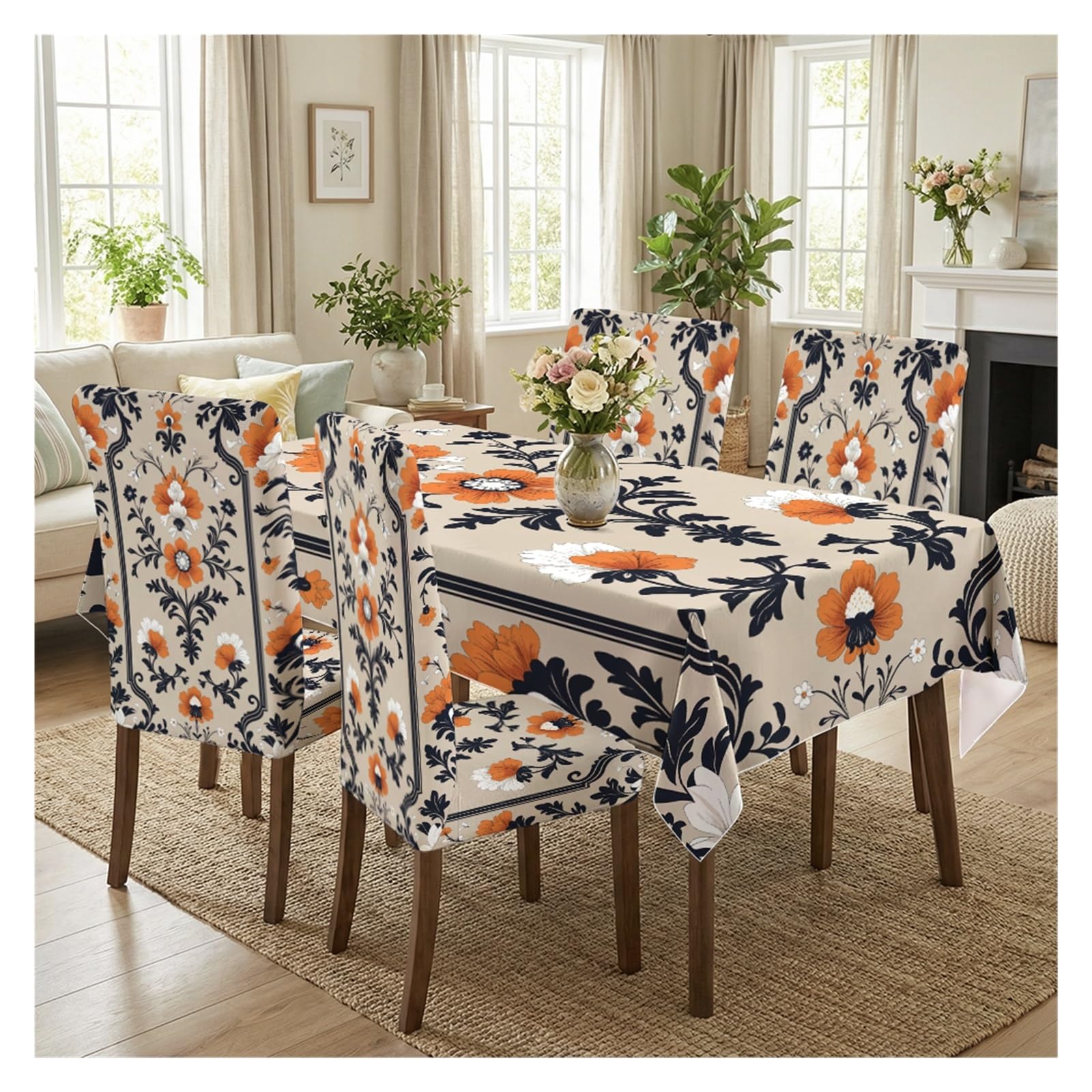 Nappe et housses de chaise vintage pour décoration de table de fête et cuisine style rétro chic