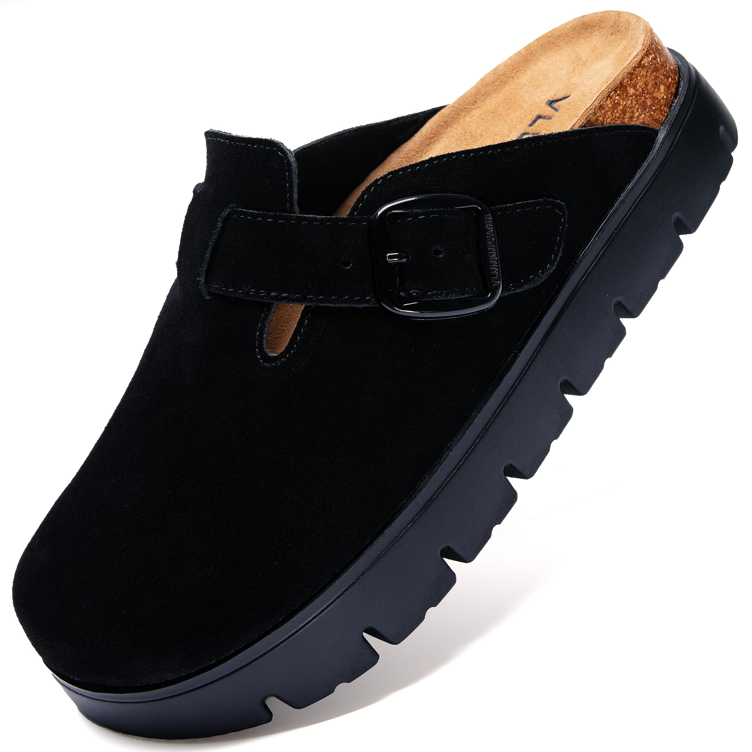 Genuine Suede Clogs for Women Platform Shoes，Leather Comfort Potato Shoes Chunky with Arch Support, Casual Trendy Shoes Mules for Women-image-42