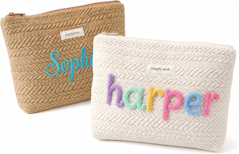 Neceser de viaje tejido personalizado, con capacidad extra grande y forro interior grueso, elaborado con técnica de bordado. Es cómodo de llevar y es un bolso imprescindible para las mujeres que viajan.