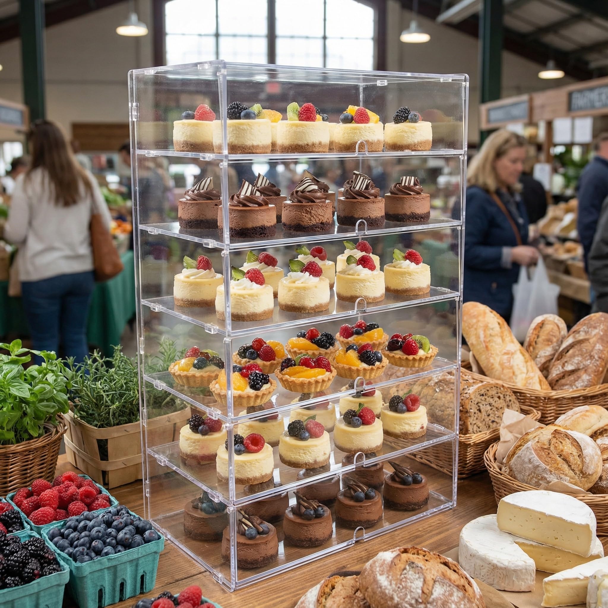 vetrina per pasticceria espositiva da banco a 6 ripiani | Contenitore ideale per la custodia di cosmetici, bagno e figurine da giocattolo