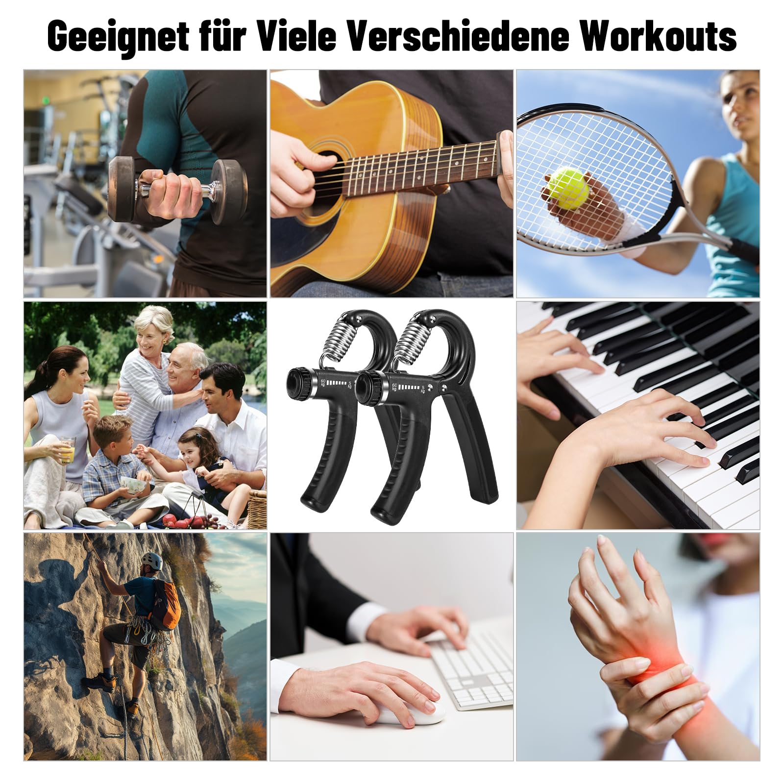 2 Pezzi Hand Grip Regolabile 5-60 Kg – Allenatore Per Avambracci E Dita Con Conta-Ripetizioni – Per Atleti, Musicisti E Fitness