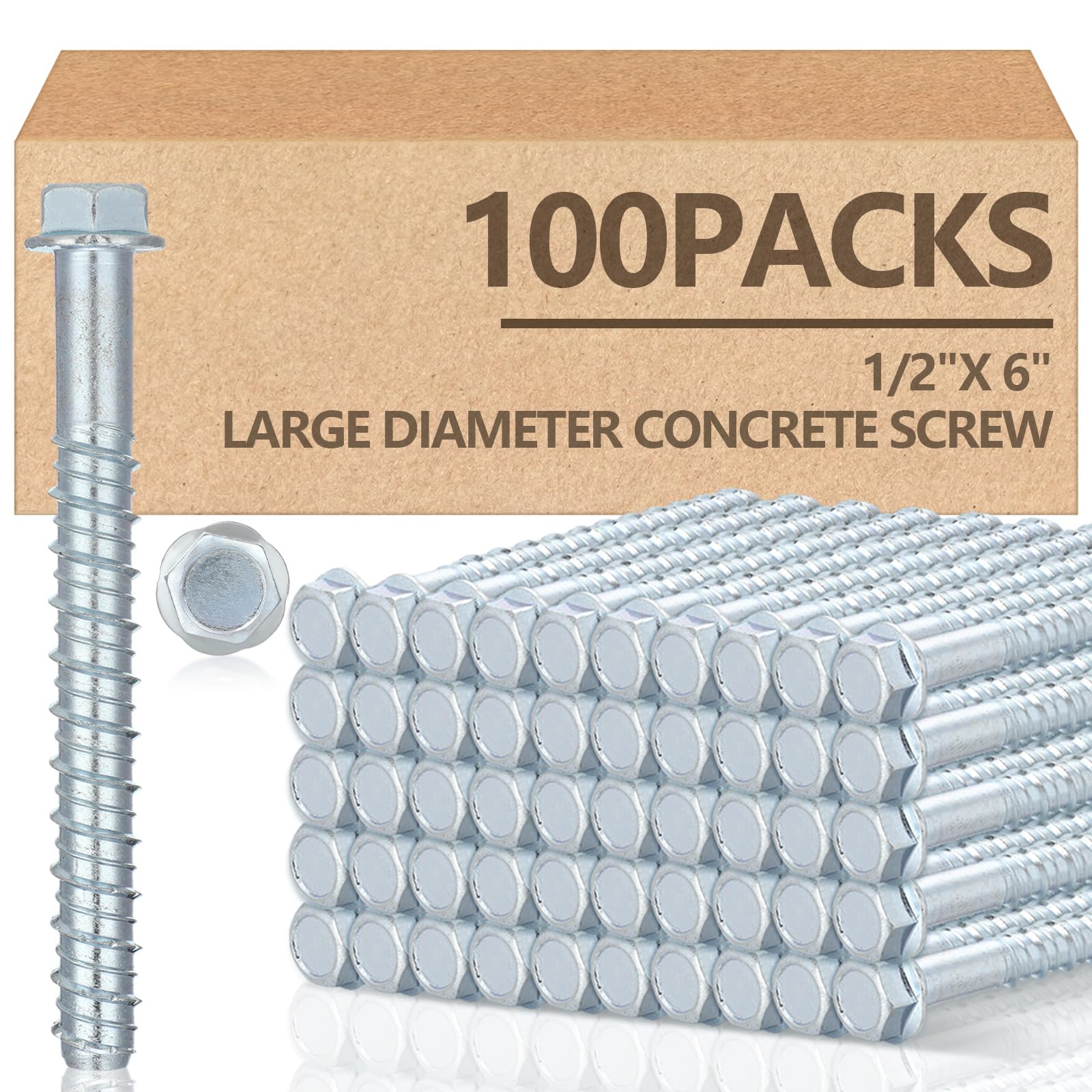 Concrete Anchors & Screws - 50 Pack -10 Concrete Anchors & Screws - 50 Pack -10