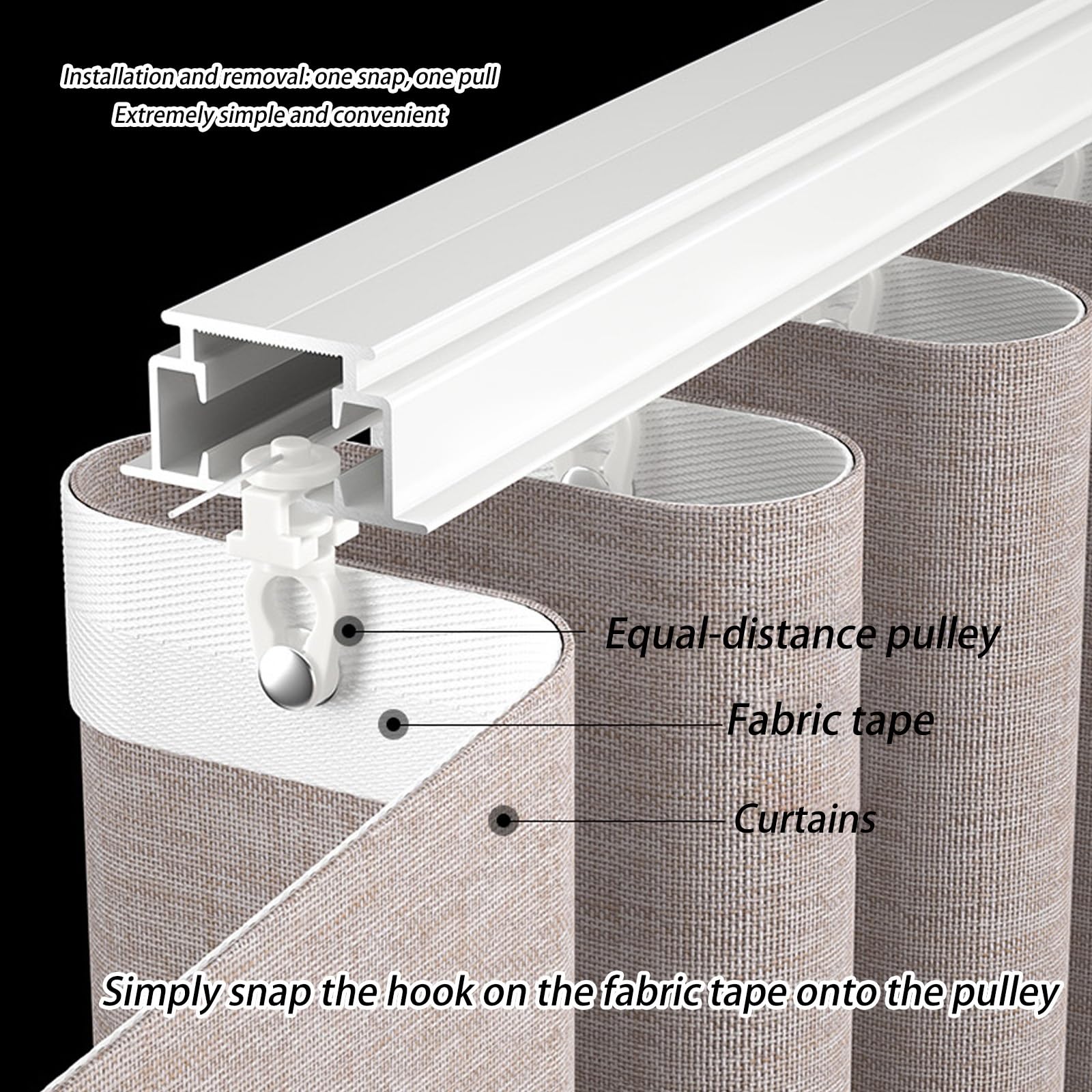 Szyna do zasłon, aluminiowa szyna sufitowa do zasłon przesuwnych, wytrzymały system zasłon ściennych, 110 cm