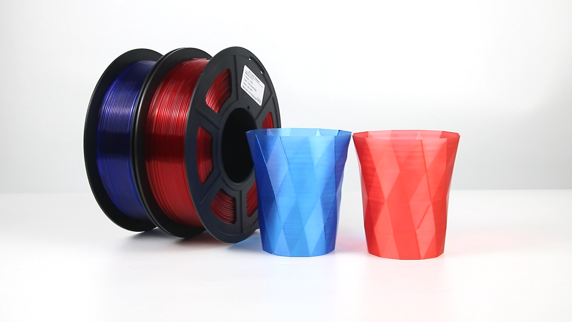 Image of IEMAI Clear PETG Filament 1.75mm 2KG Bundle, 1KG x 2 Spools Red & Blue, Glossy Transparent Finish PETG 3D Printer Filament for Lampshades, Home Decor & DIY Models