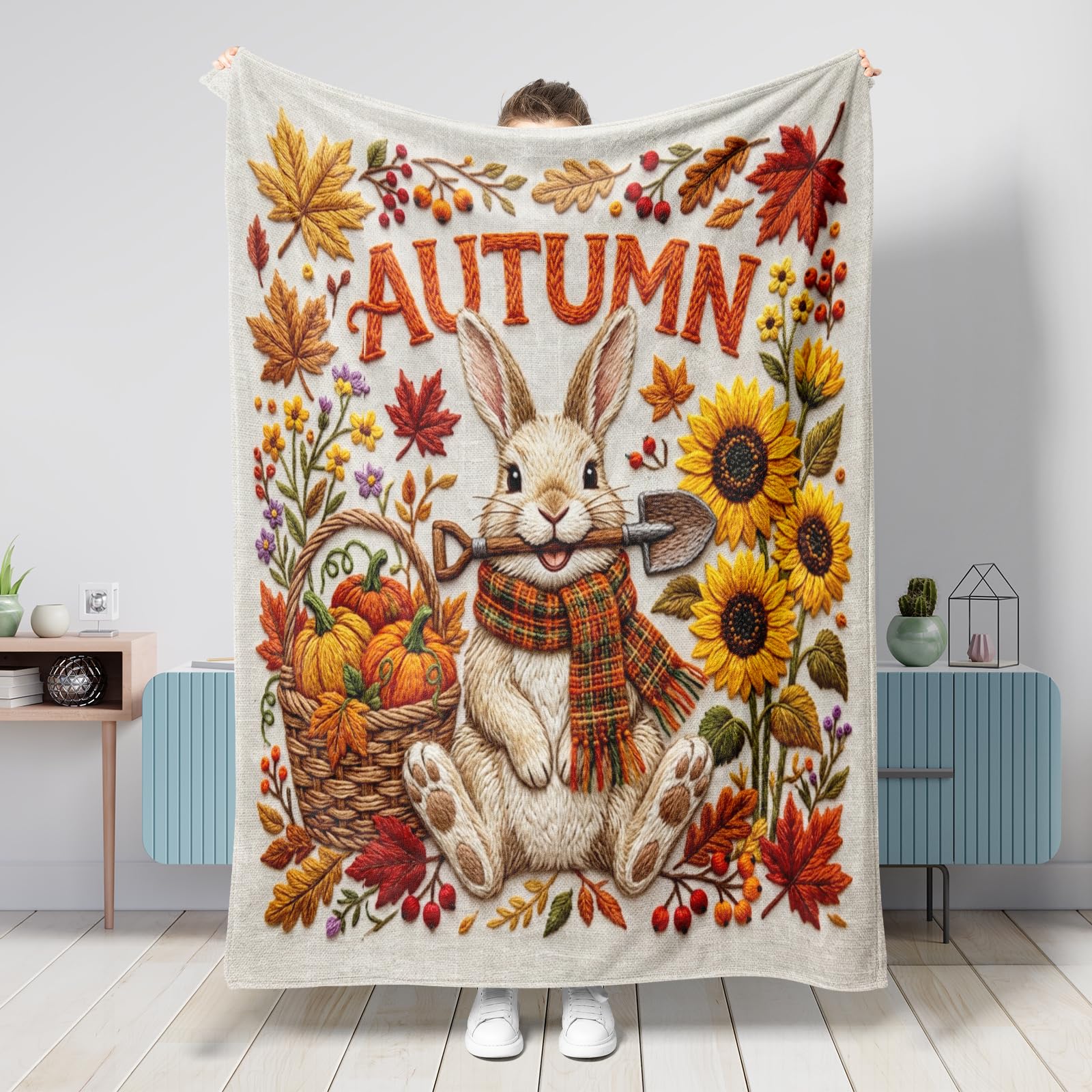 Couverture flanelle lapin d'automne anti-froid pour chambre et soirées fraîches
