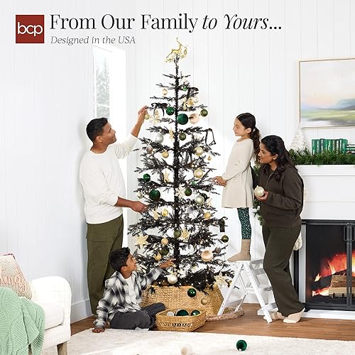 Miniatura 14 de Best Choice Products - Árbol de Navidad con pocas ramas iluminado 9 pies, pino artificial, decoración navideña de abeto noble con luces LED blancas