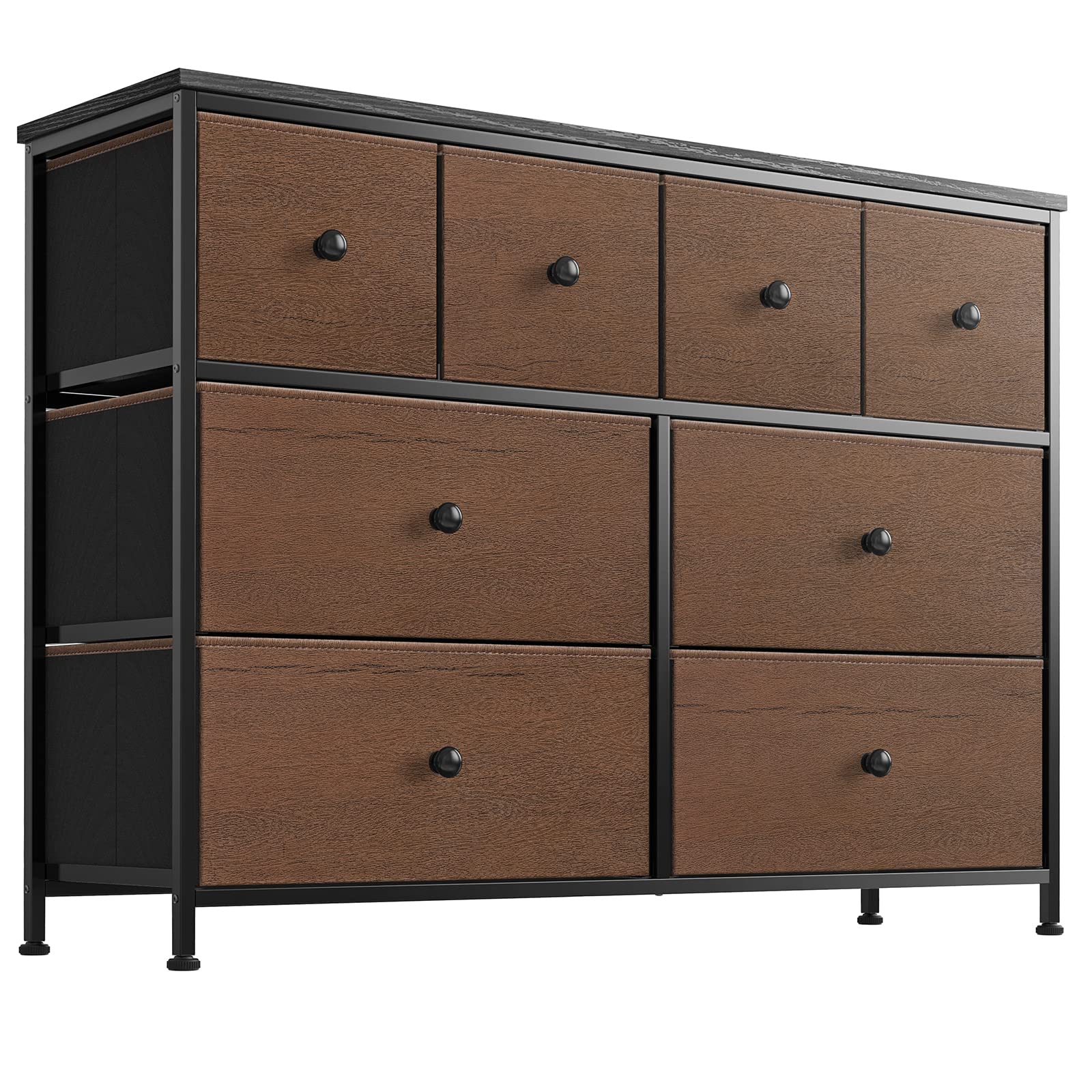 REAHOME 8 Drawer Dresser for Bedroom Faux Leather Chest of Drawers Closets Large Capacity Organizer Tower Steel Frame Wooden Top Living Room Entryway Office (Espresso)