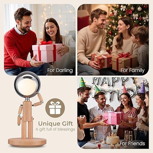 Miniatura 8 de Lámpara de luna de pausa, lámpara de escritorio LED de madera creativa, iluminación decorativa única para dormitorio, lámparas para mesitas de