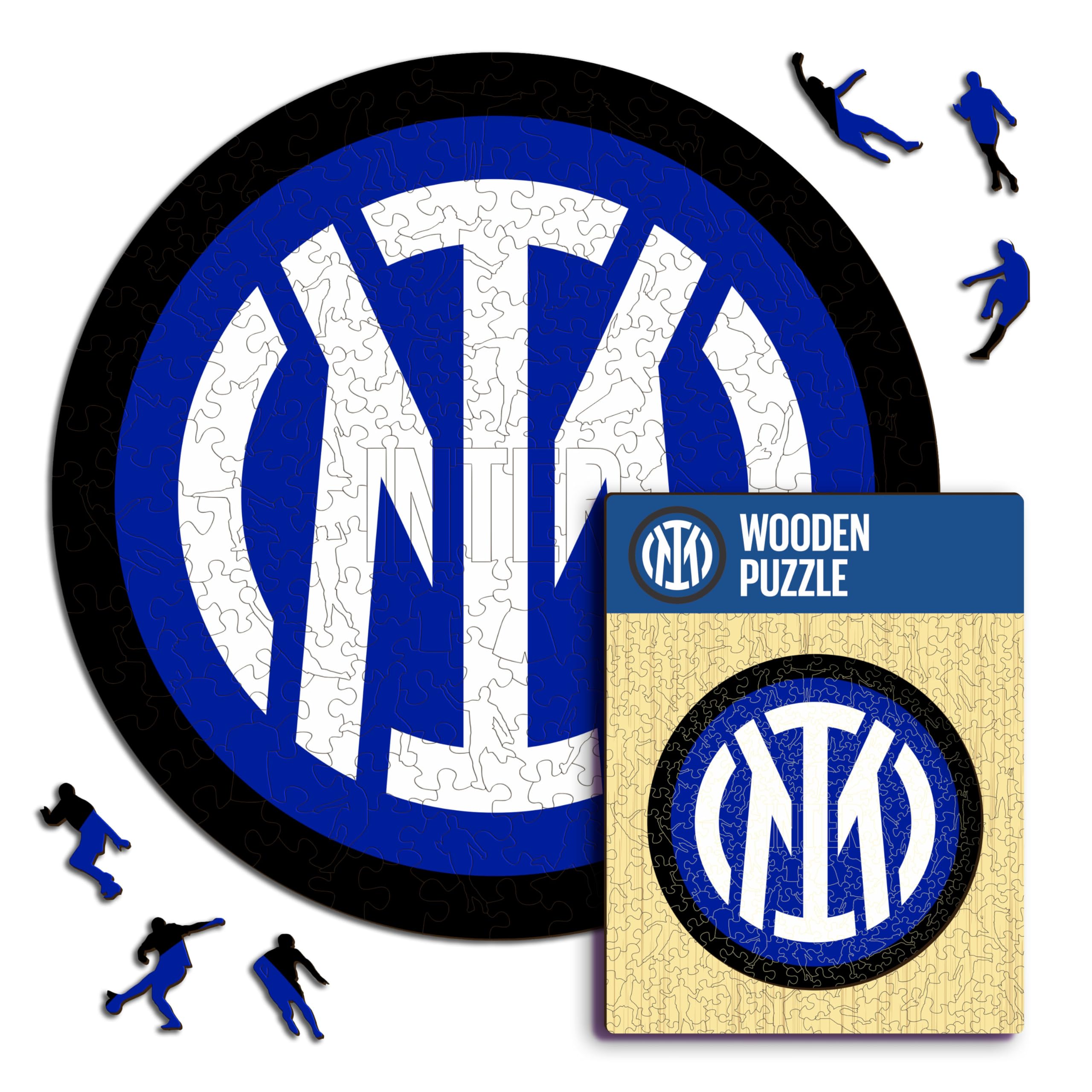 Inter Logo Prodotto ufficiale, Puzzle di Legno per Adulti e Bambini, Legno 100% Sostenibile, Logo, Taglia M