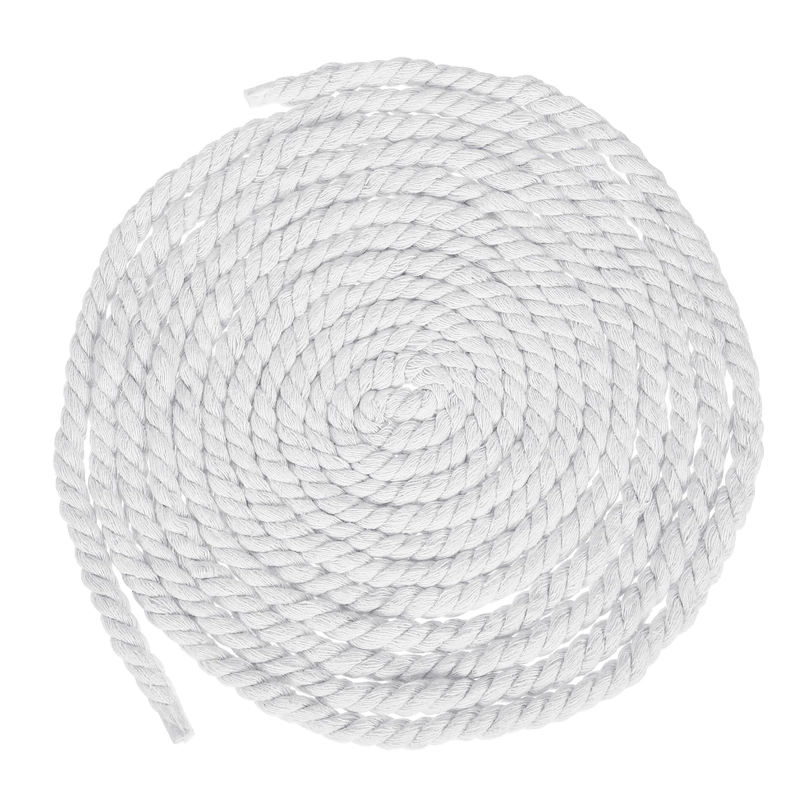 sourcing map 8mmx18Ft White Cotton Rope, 3 Strand Cord