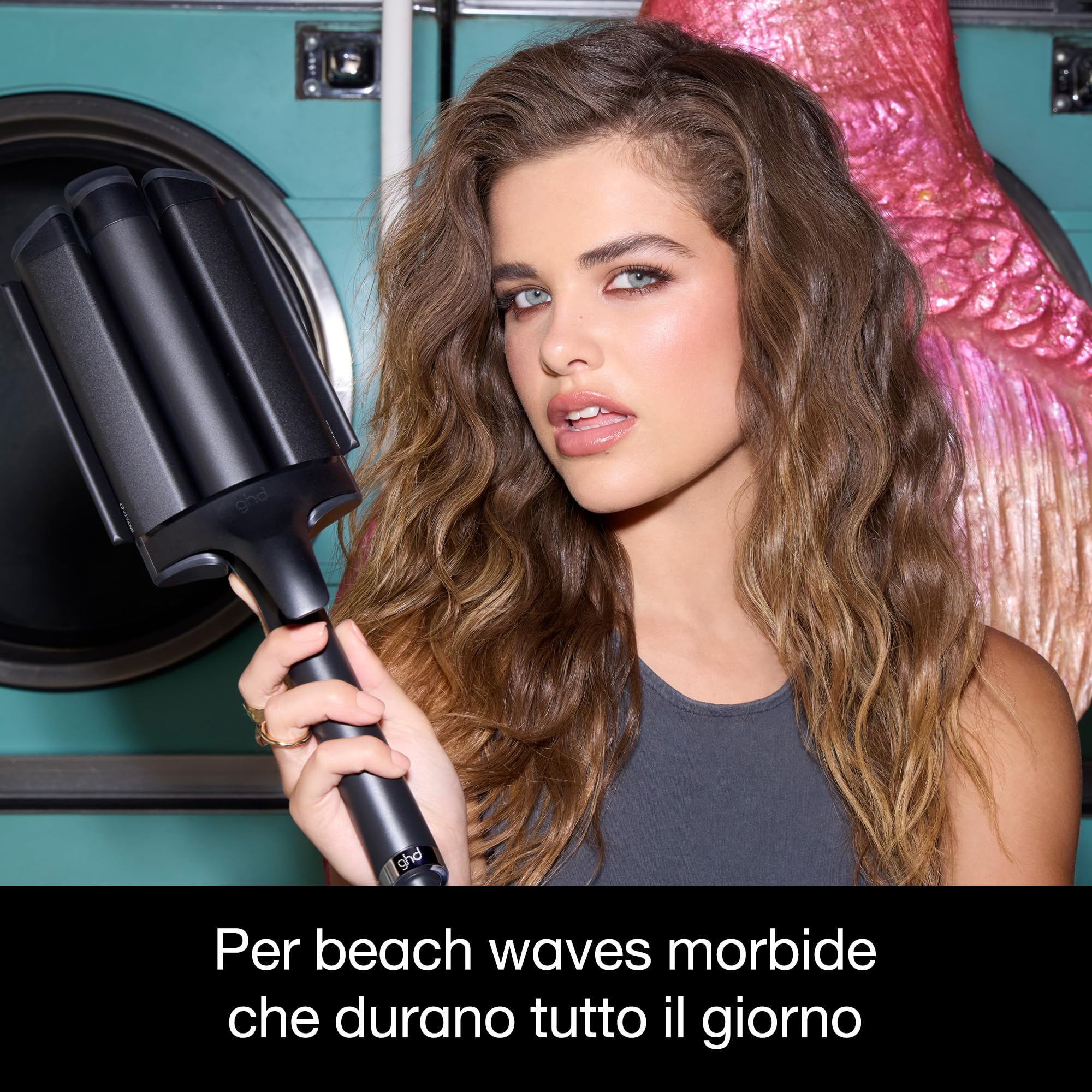 ghd Wave, Triple Barrel Waver Piastra per Onde Morbide e Naturali Effetto Beach Waves 32 mm, Senza Danni da Calore Estremo e Styling a Lunga Durata, Per Tutti i Tipi di Capelli, Spina EU, Nero