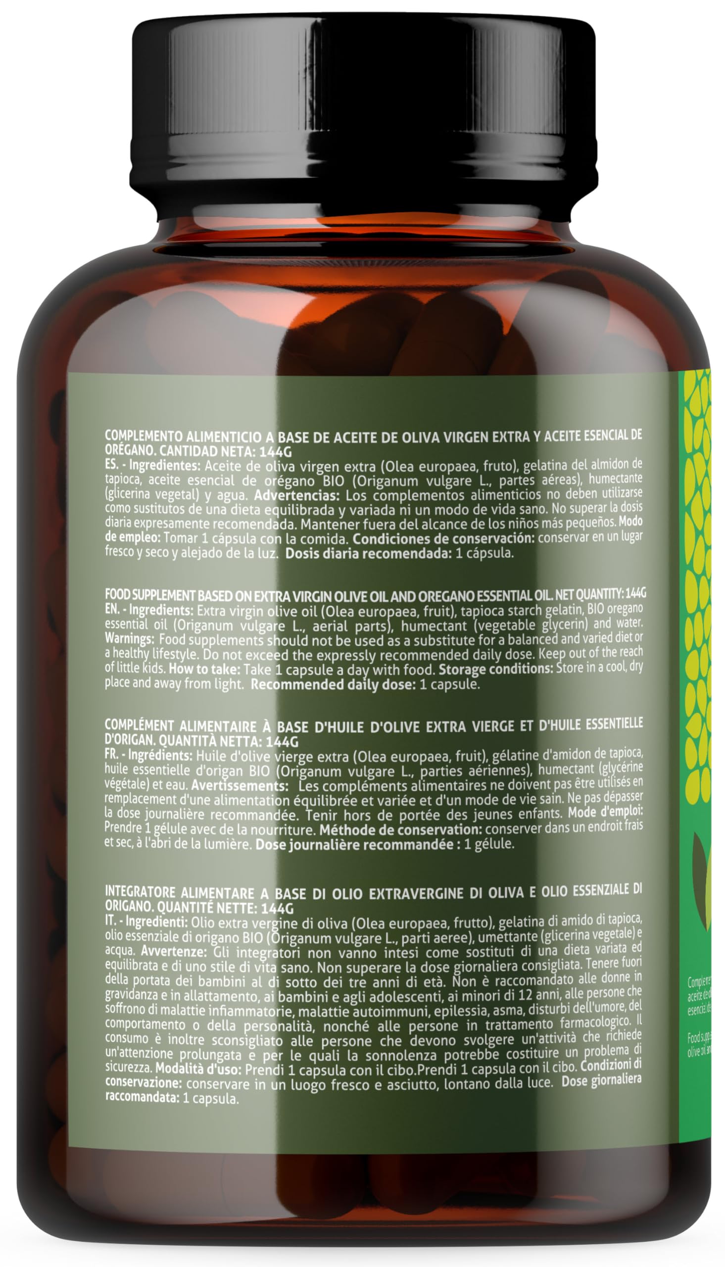 VEGAGENO - Olio Essenziale di Origano | 180 Capsule, 200mg per capsula, con OMEGA 9 Integratore Alimentare a Base di olio Extravergine di Oliva e Olio Essenziale Origano, e Carvacrolo. Adatto Vegani