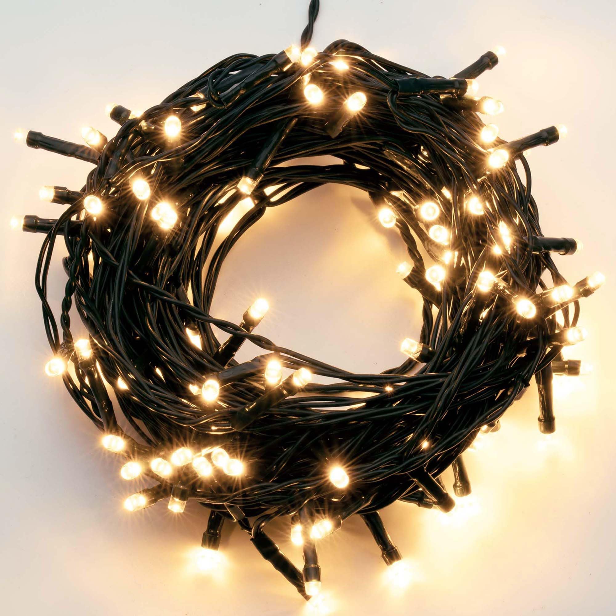 hellum Lichterkette außen 80 LED warmweiß, LED Lichterkette innen, mit Timer, 7.9m beleuchtete Länge, strombetrieben mit Stecker Kabelfarbe grün <59 Lumen 577334