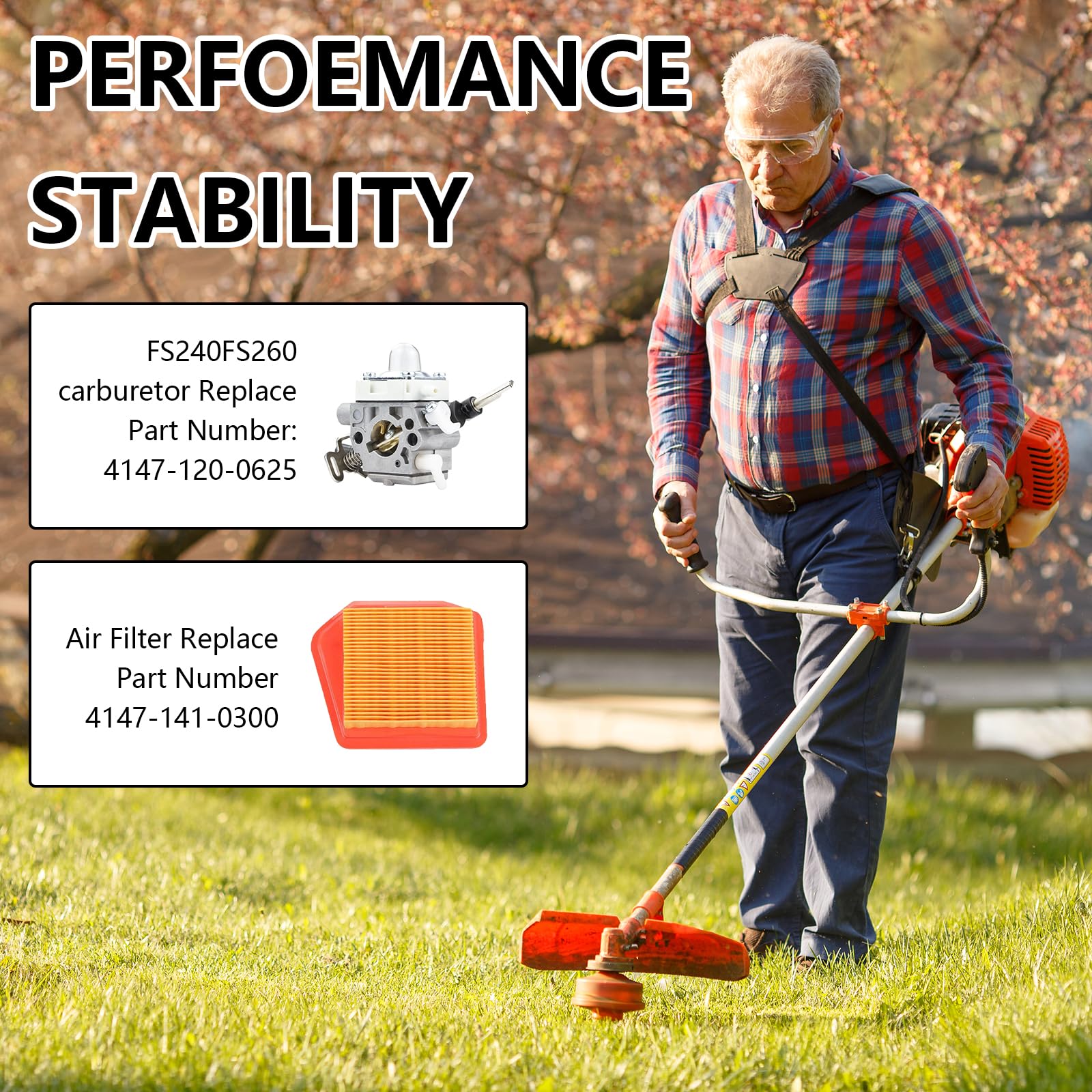 Kit de Carburador para Stihl FS240, FS240C, FS240R, FS240RC, FS260C, FS260R, FS360C y FS410C Piezas de Carburador Desbrozadora