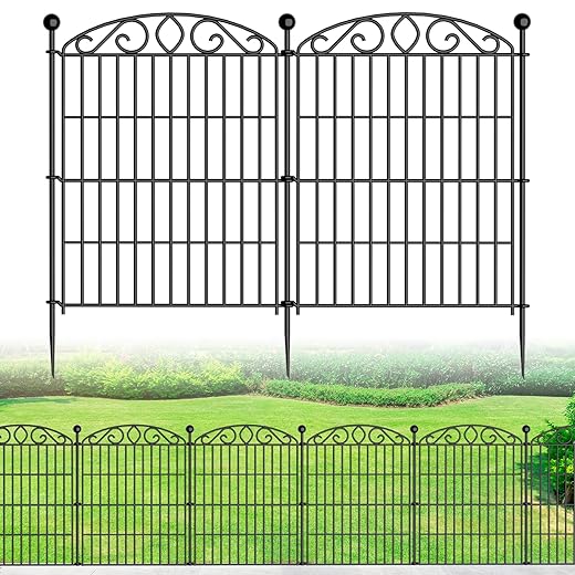 Garden Fence 12 Panel - 30in H x 23.6ft L, No Dig Rustproof Metal Tall Animal Barrier for Dogs Rabbits, Decorative Outdoor Border for Yard, Patio, and Flower Beds
