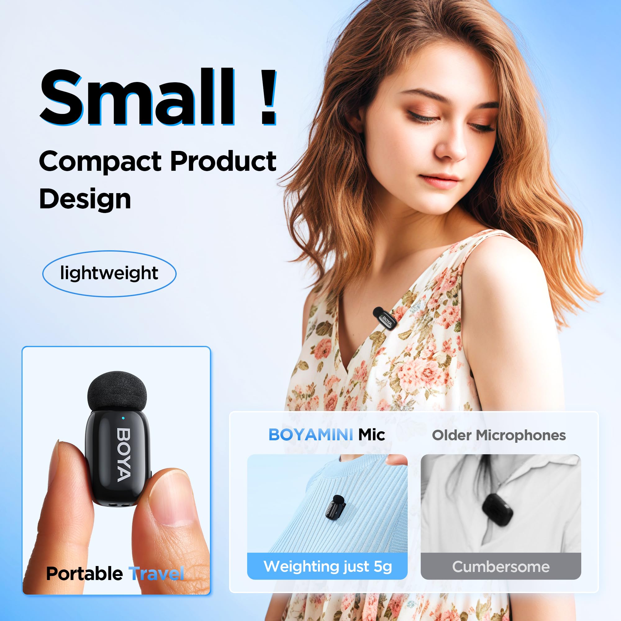 Boyamini Wireless Lavalier Microphone for iPhone15/16 Android USB-C Plug, Ultra Mini Microphone with Noise Reduction - Image 2