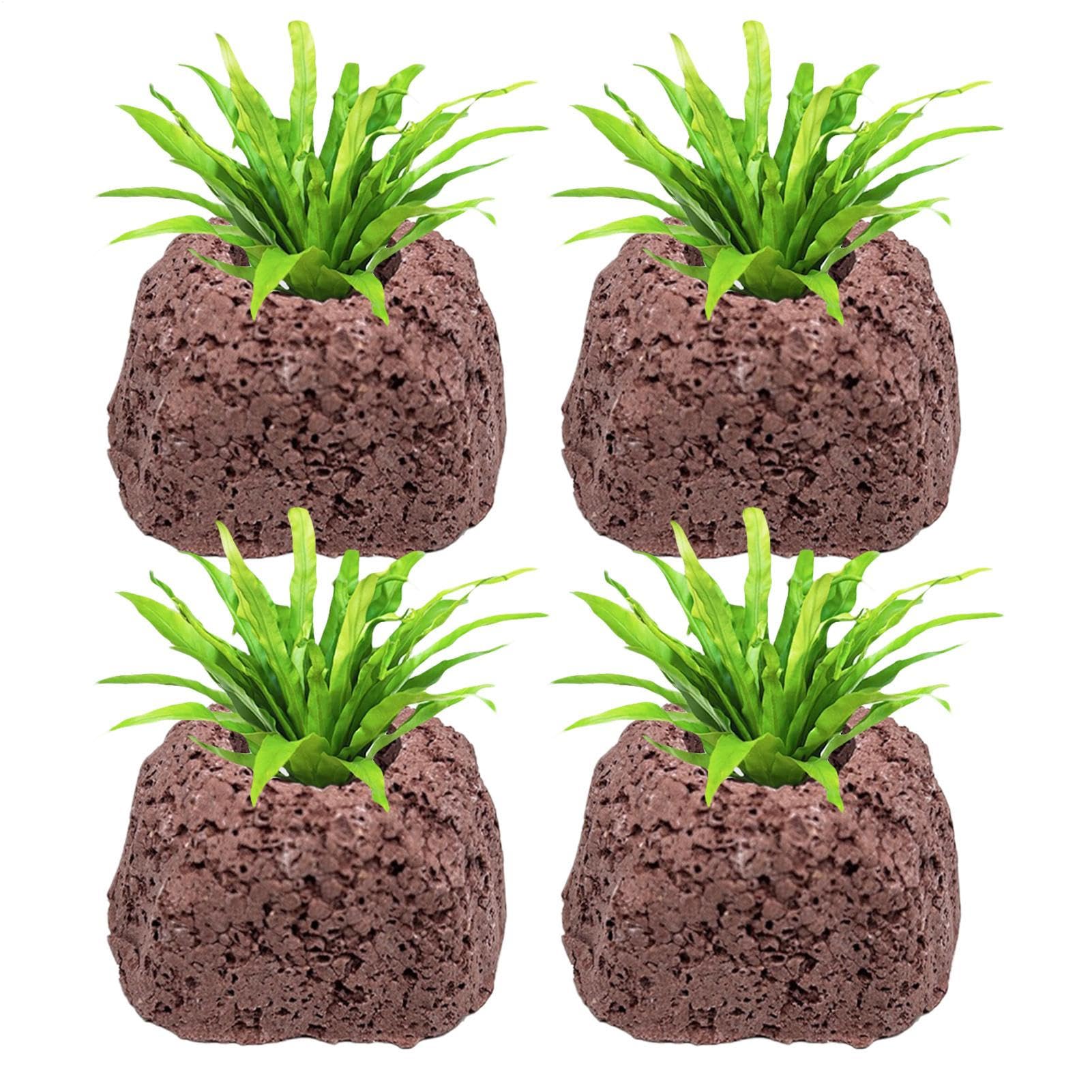 per piante da acquario, 4 pezzi, pietre vulcaniche con design anti-galleggiamento, decorativi con consistenza naturale, forniture per acquario, per eliminare gli odori
