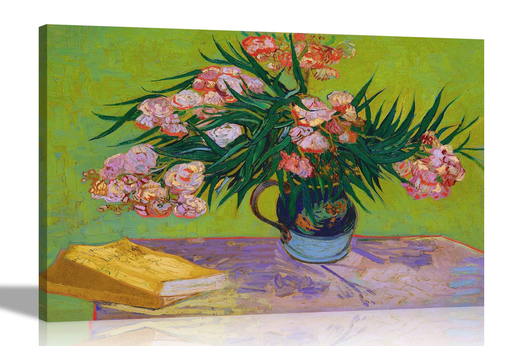 Artley Prints Oleanders - By Vincent Van Gogh Framed Canvas Wall Art | Botanical Prints Floral Pictures | Abstract Oil Painting Reproduction Large 76 X 50Cm (30 X 20 Inches)