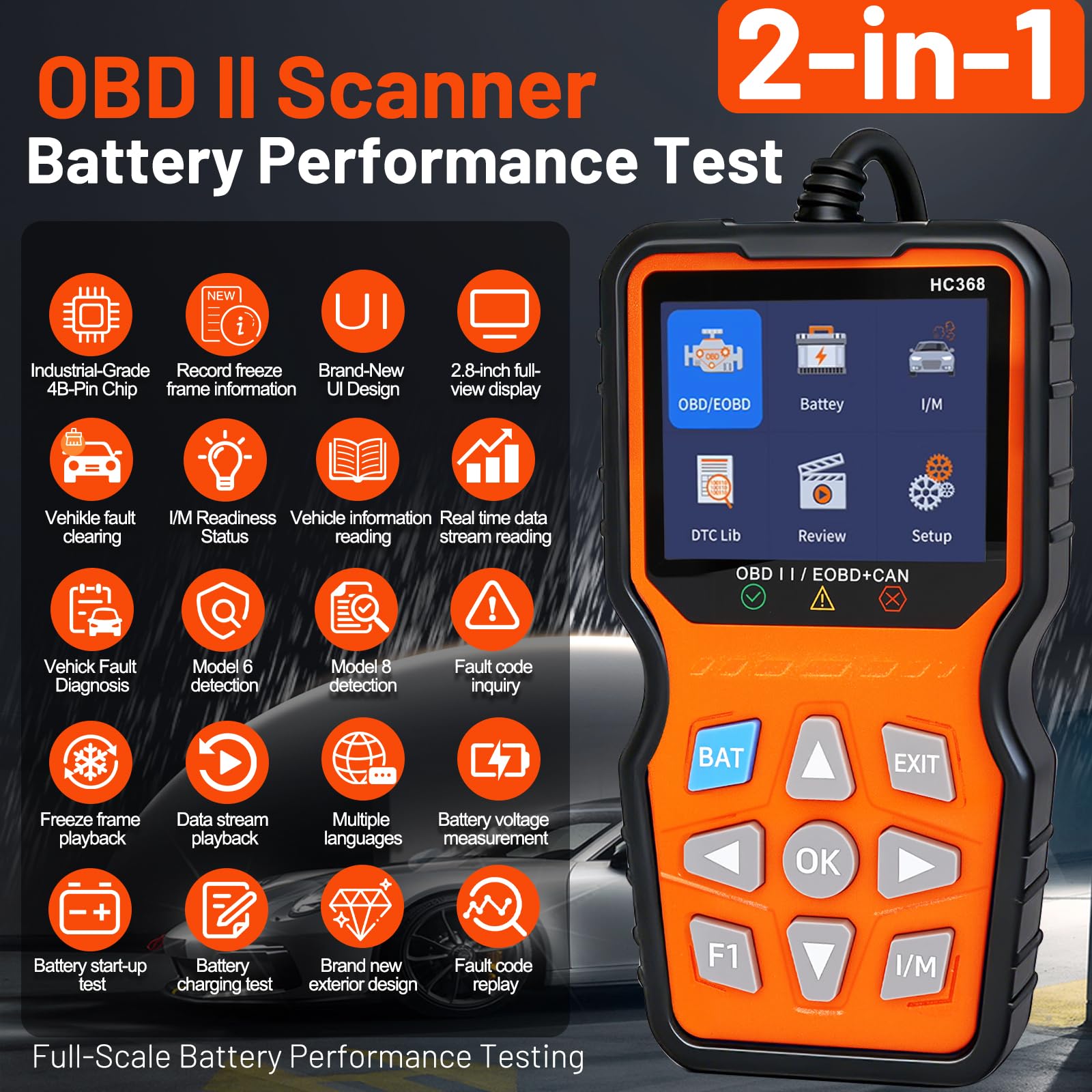 OBD2 Diagnosis Coche,Scanner OBD2,Diagnosis Coche Multimarca en Español,Maquina de Diagnosis para Coche,Lector de Código,Compatible BMW Mercedes Audi Vehículos OBDII (HC368) - 2