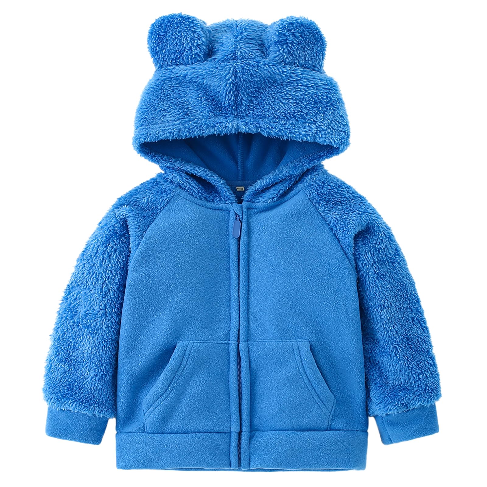 AMIYAN Bear Ears Shape Fleece Warm Hoodies Clothes Toddler Zip-up Light Jacket Sweatshirt Outwear For Baby Boys