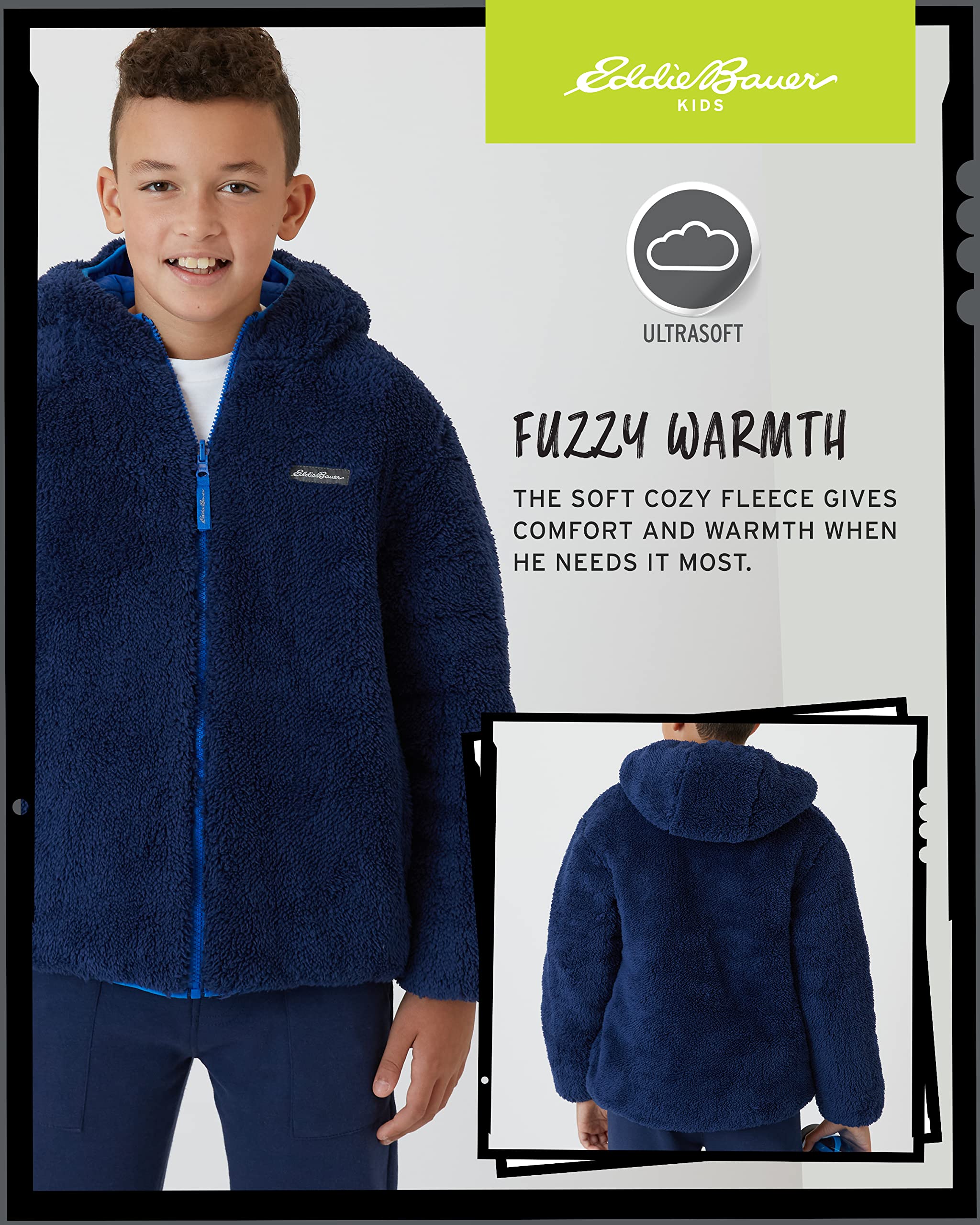 Eddie Bauer Reversible Jacket - Waterproof Lightweight Fleece Lined Hooded Puffer Coat - Boys Outerwear Jacket (5-20) Giacca Bambini e ragazzi (Pacco da 1)