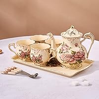 Vista 7 de YOLIFE Ceramic Rose Serving Tray, Decorative Platter for Tea Party - 13.5 inch