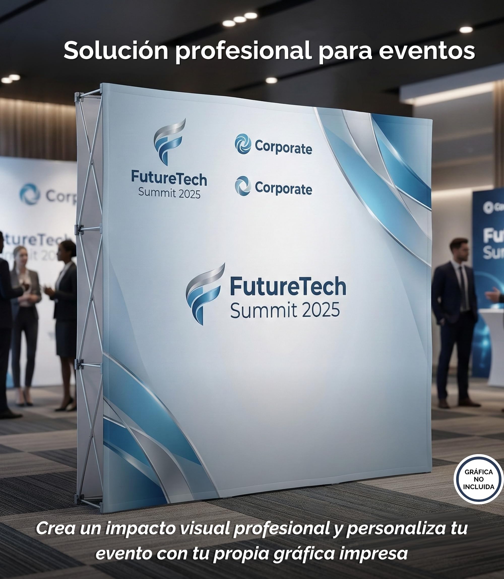 Estructura PHOTOCALL Pop UP de 301x227 cm de Aluminio Plegable, Incluye Bolsa de Transporte - para Utilizar en Eventos, congresos, ferias, Bodas y cumpleaños