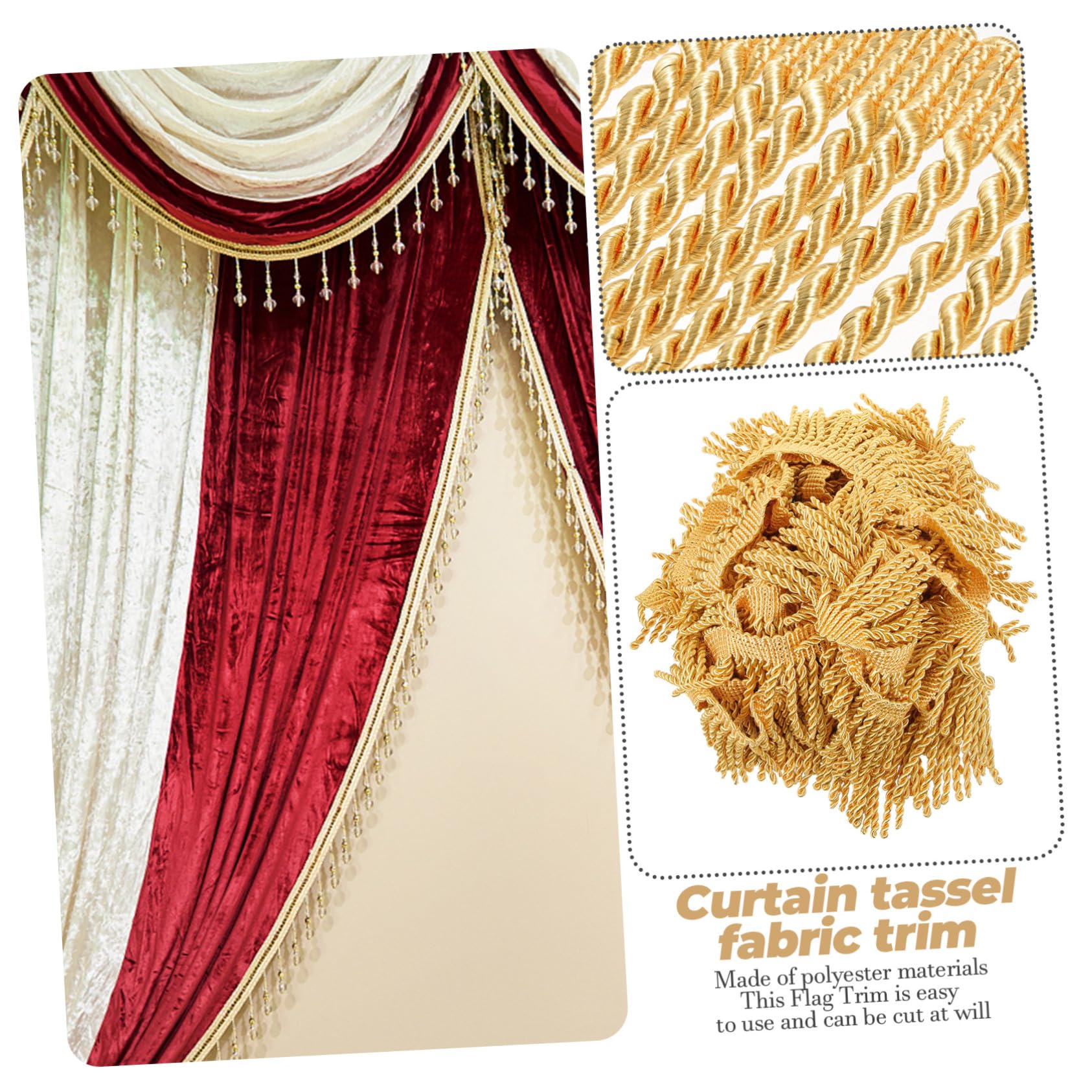 Fransenborte Quastenbesatz Polyester Tassel Trim DIY Vorhang Gardinenband zum Aufnähen für Flaggen Lampenschirme Sofakissen Dekoration