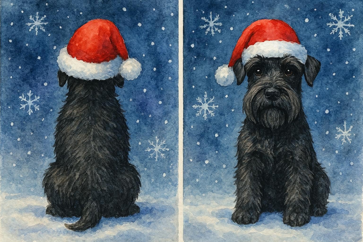 Pack of 5 Luxury Double Sided Black Schnauzer Christmas Cards