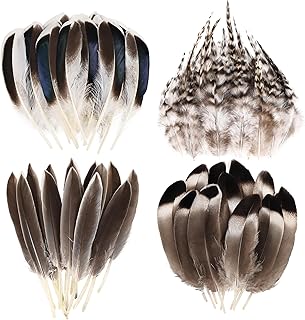 THARAHT 120pcs Natural Feathers Small 4 Styles Bulk for DIY Crafts Hat Wedding Home