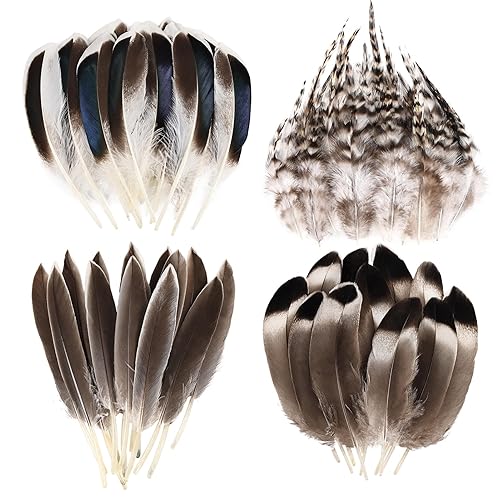 THARAHT 120pcs Natural Feathers Small 4 Styles Bulk for DIY