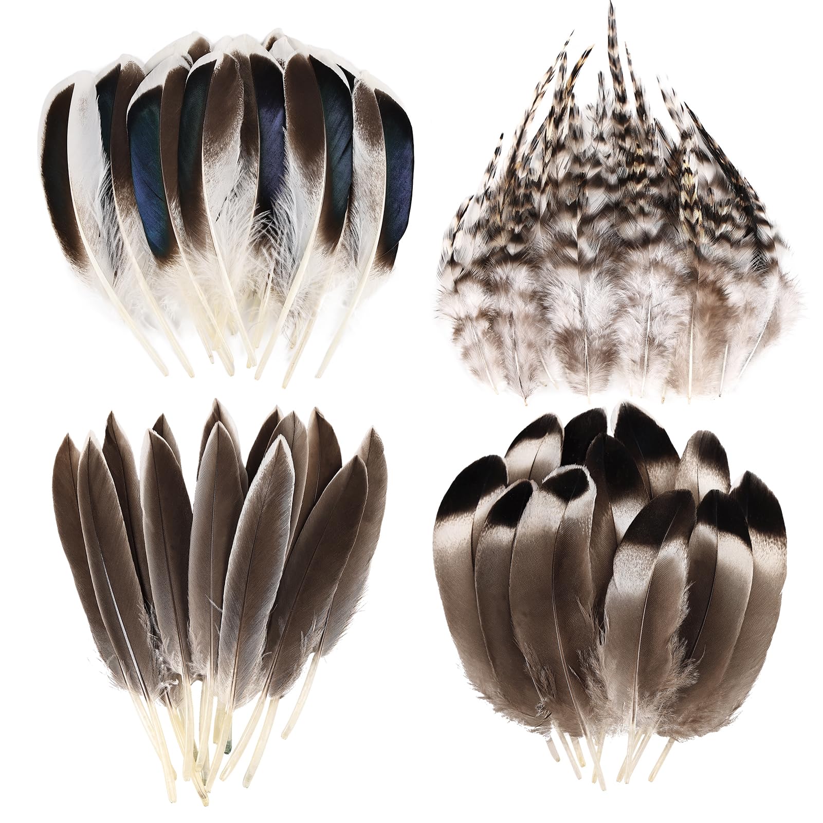 THARAHT 120pcs Natural Feathers Small 4 Styles Bulk for DIY Crafts Hat Wedding Home Party Decoration Feathers