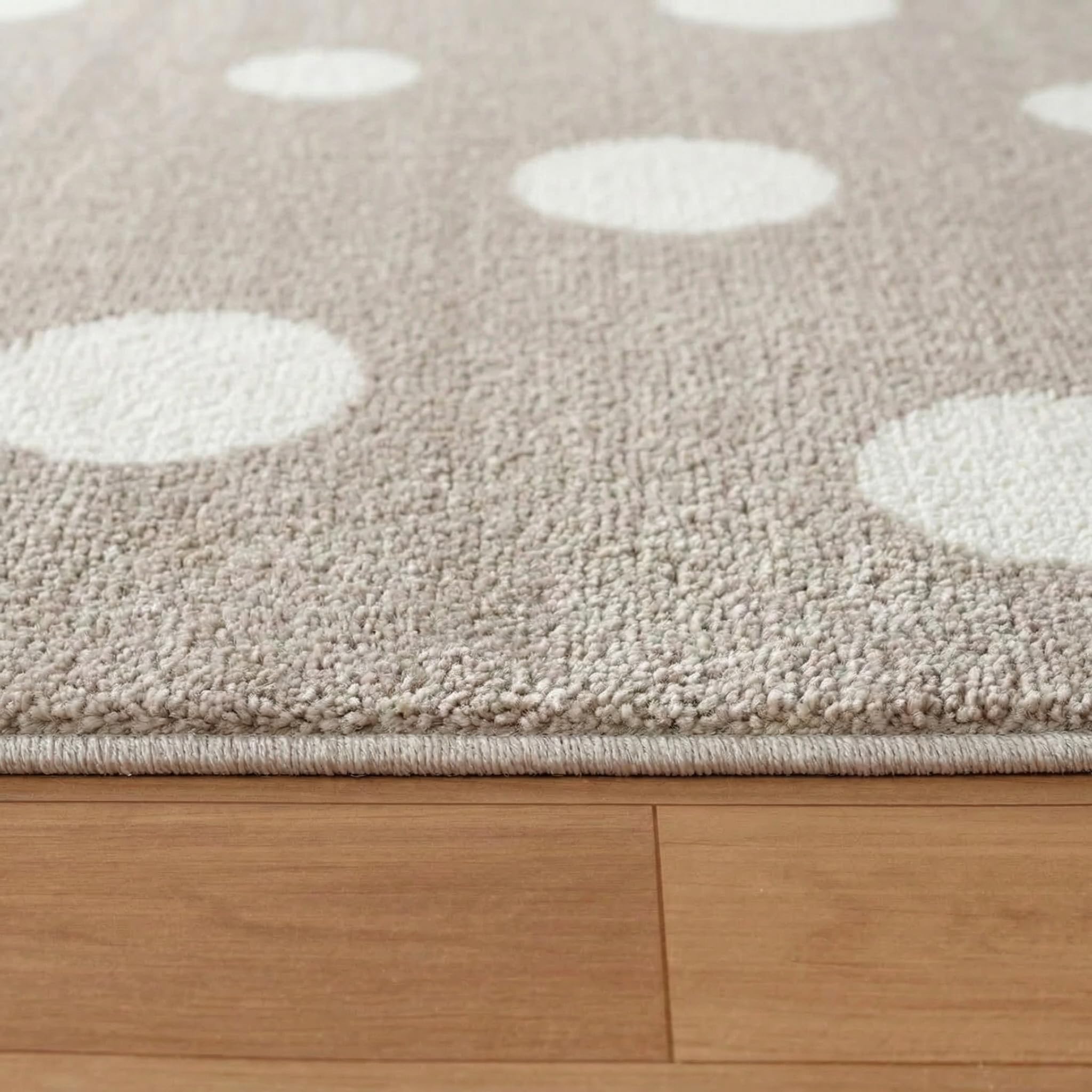 Jimri Kinderteppich DOTS l Pünktchen Gepunktet l Öko-Tex Siegel | Farbe: Beige Blau Rosa | Kinderzimmer/Jugendzimmer (Beige, 120 x 170 cm)