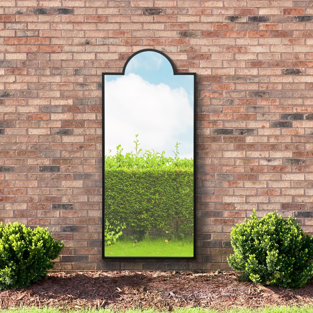 MirrorOutlet Black Contemporary Wall & Leaner Garden Mirror 67"x 29" 170x75cm - Metal Frame - Quality Mirror Glass