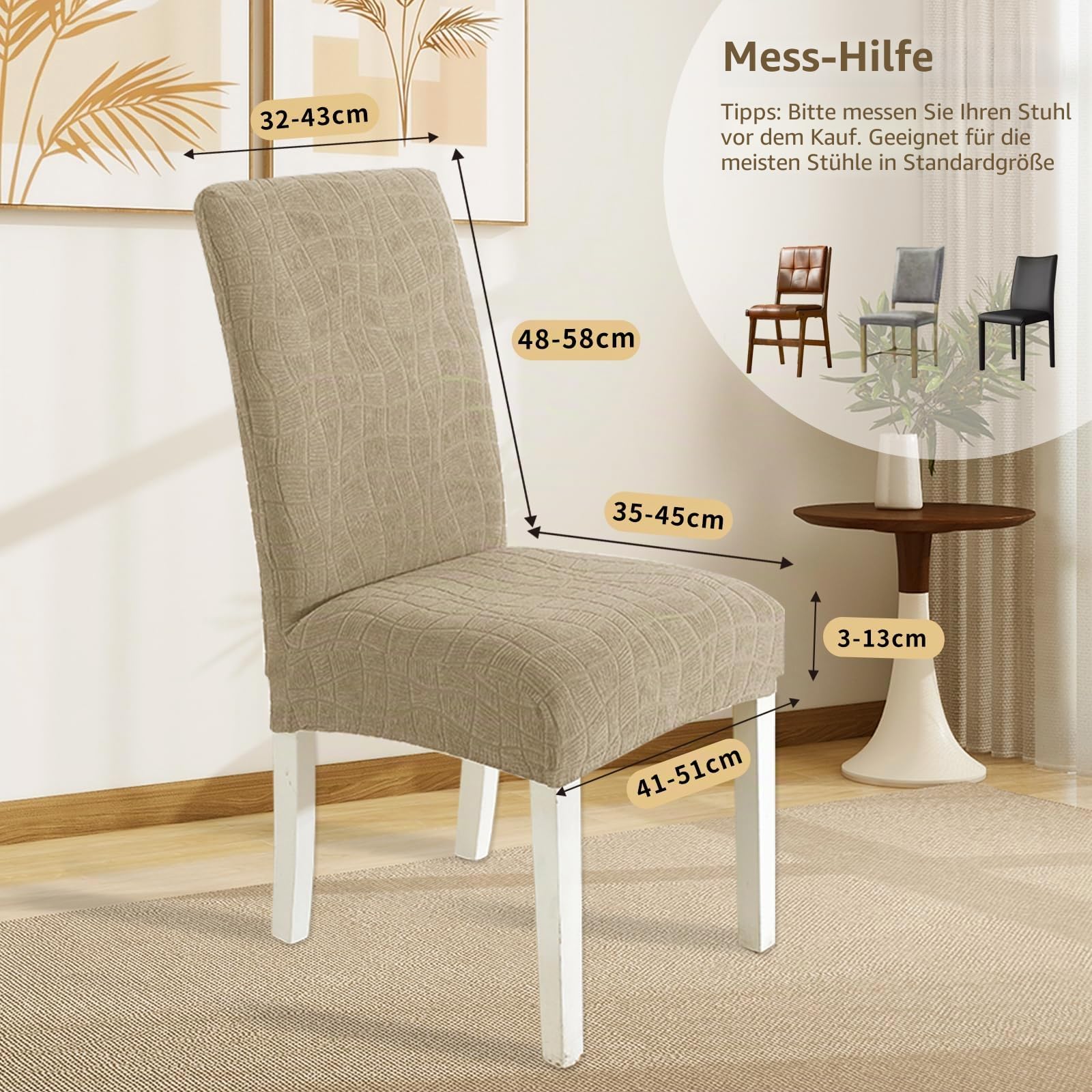 Ystyle Stretch Stuhlhussen 4er Set, Stuhlbezug Elastischer, Hussen Für Stühle Abnehmbarer, Stuhlbezüge Chair Cover Langlebig Universal, Für Bankett Deko Und Hochzeit Partys, Khaki