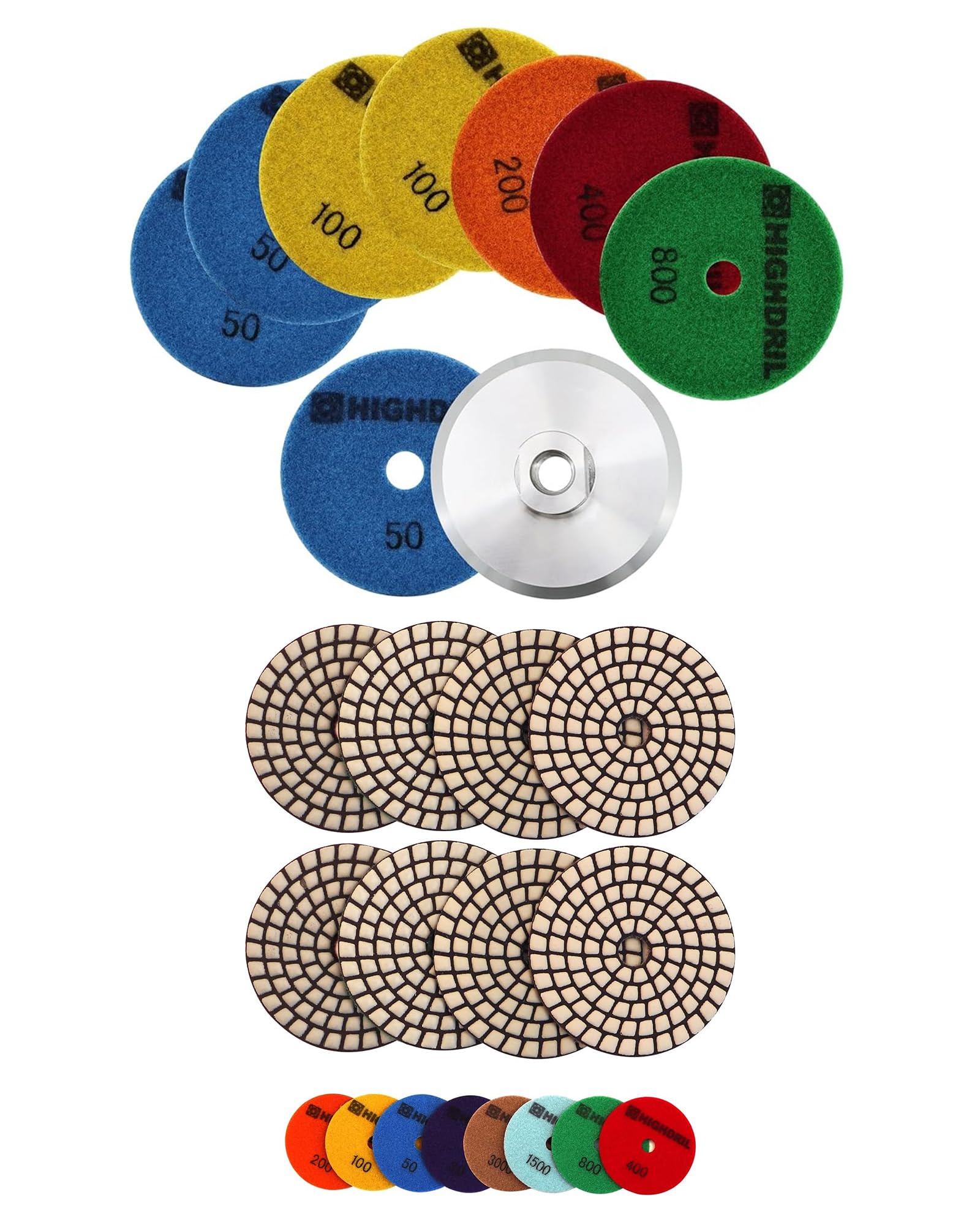 HIGHDRIL Almohadillas Pulido Diamante Seco y HIGHDRIL Almohadillas Pulido Diamante Seco - 8piezas (#30-3000)