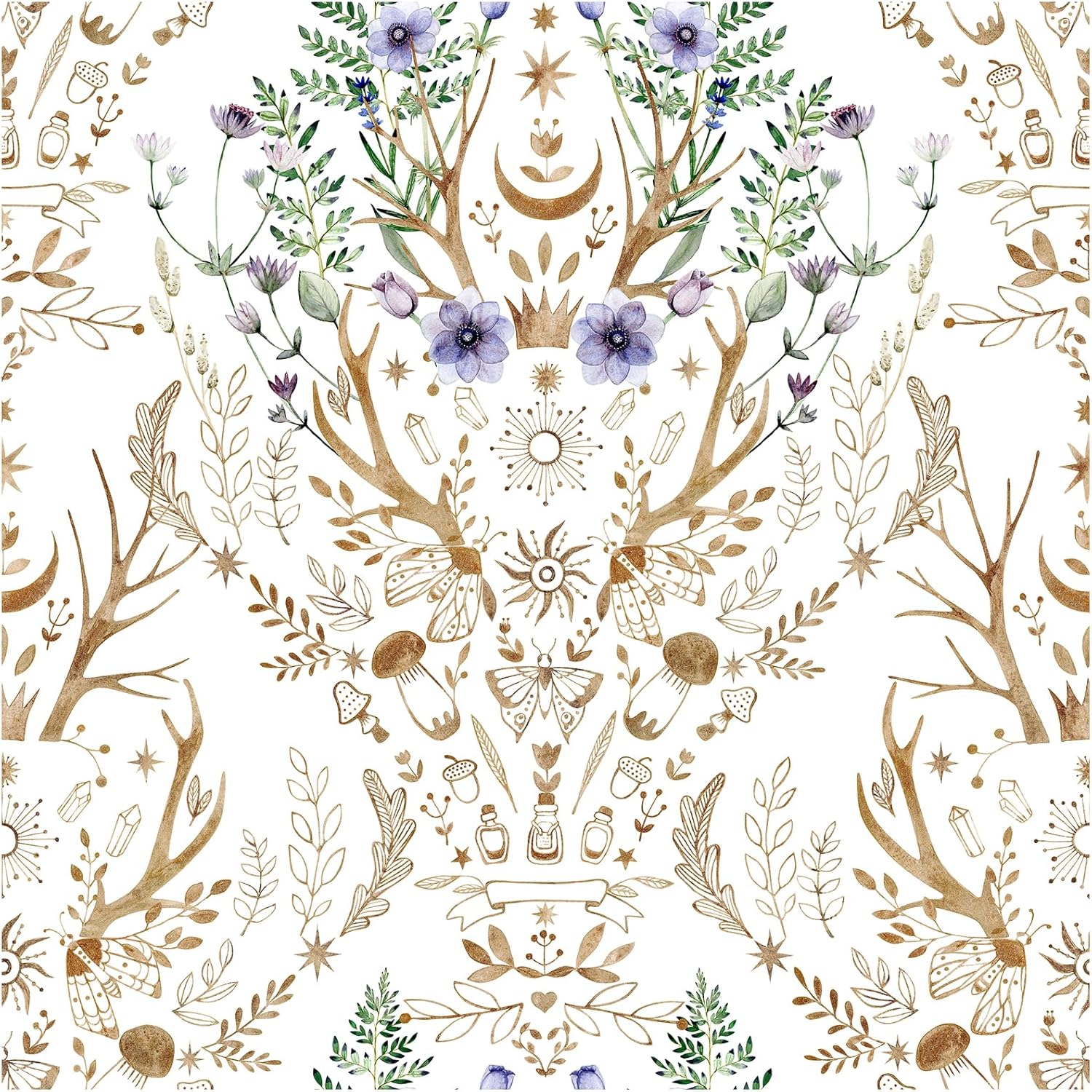 HAOKHOME 940272 Gothic Wallpaper Peel and Stick Retro Floral Damask